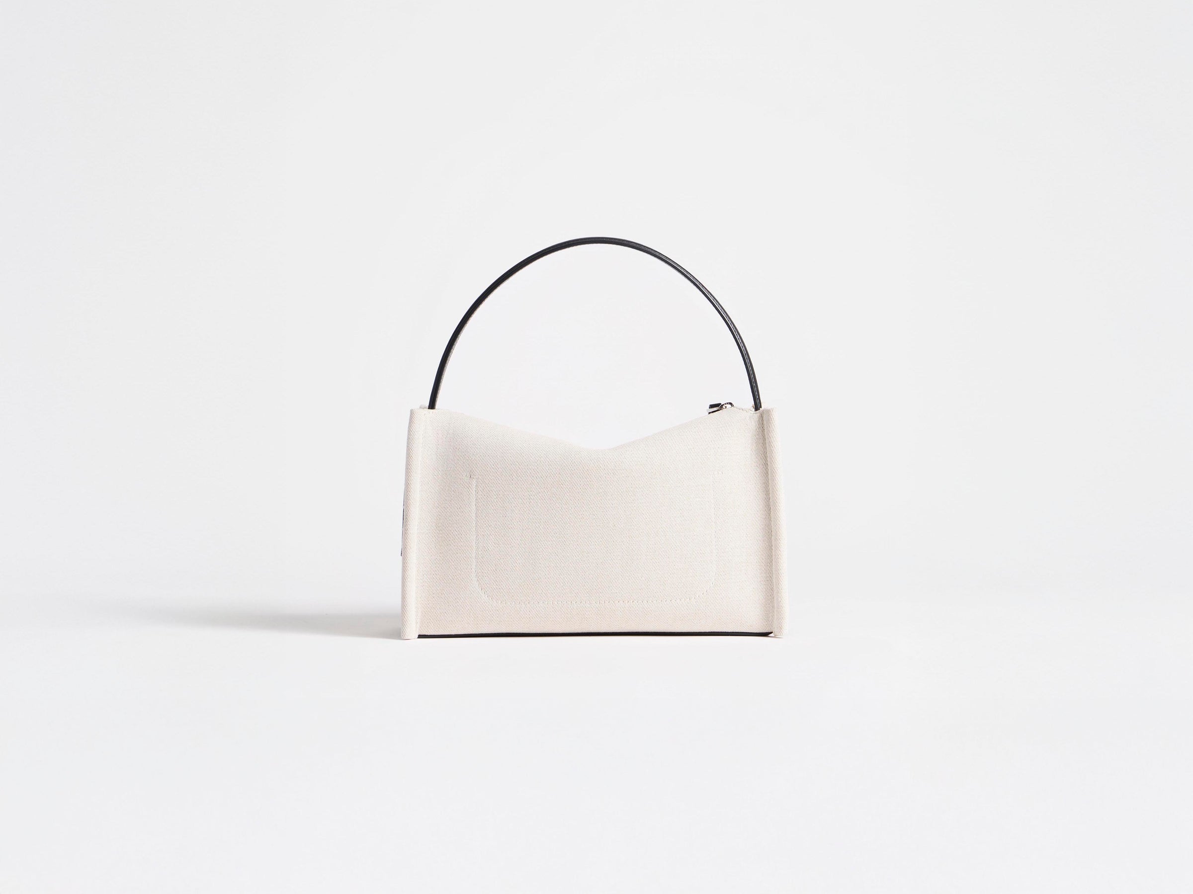 LOAFER BAG IN NATURAL CANVAS & BLACK LEATHER