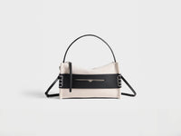 LOAFER BAG IN NATURAL CANVAS & BLACK LEATHER