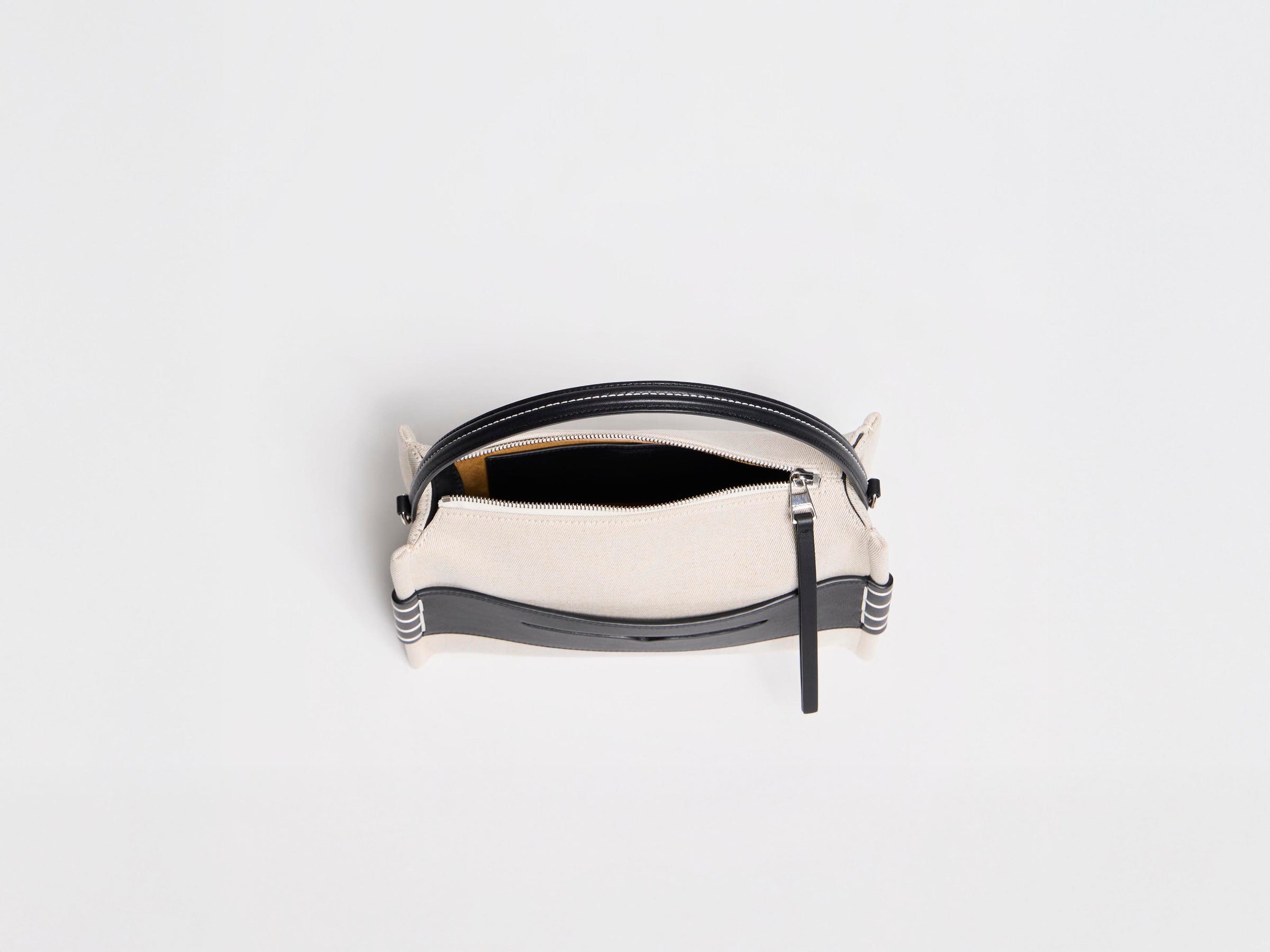 LOAFER BAG IN NATURAL CANVAS & BLACK LEATHER