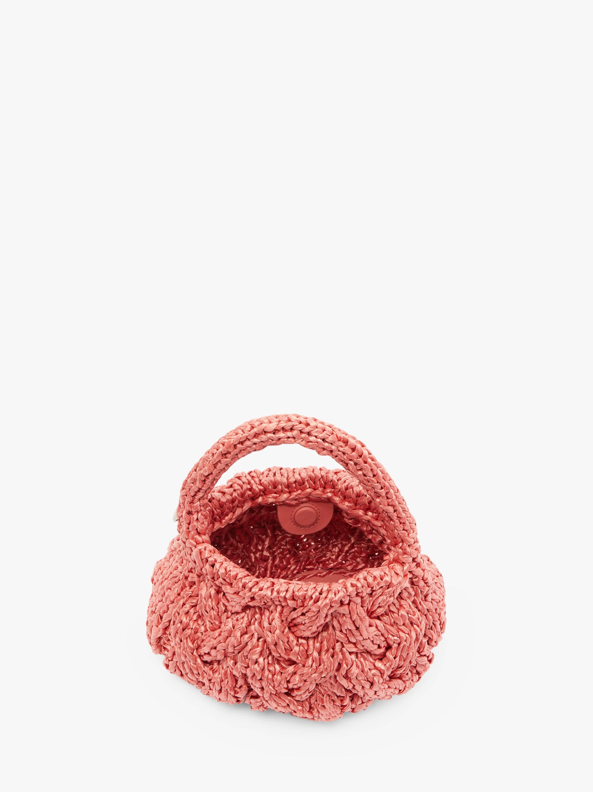 SMALL CABLE KNIT BAG - RAFFIA TOP HANDLE BAG