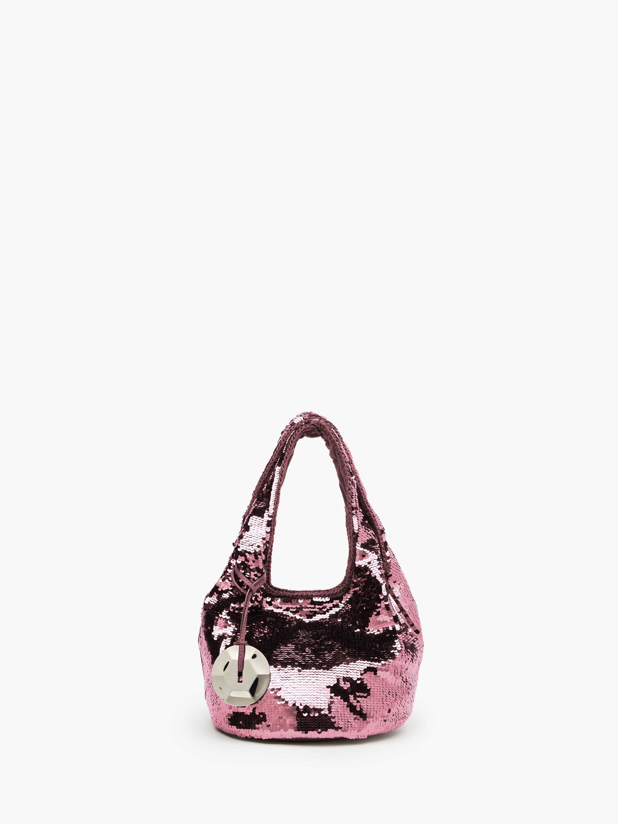 MINI SEQUIN SHOPPER WITH METALLIC CHARM - TOP HANDLE BAG