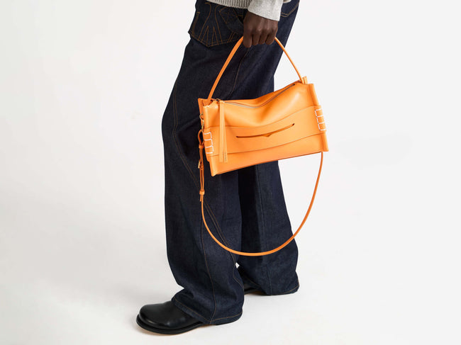 LOAFER BAG IN BRIGHT ORANGE LEATHER