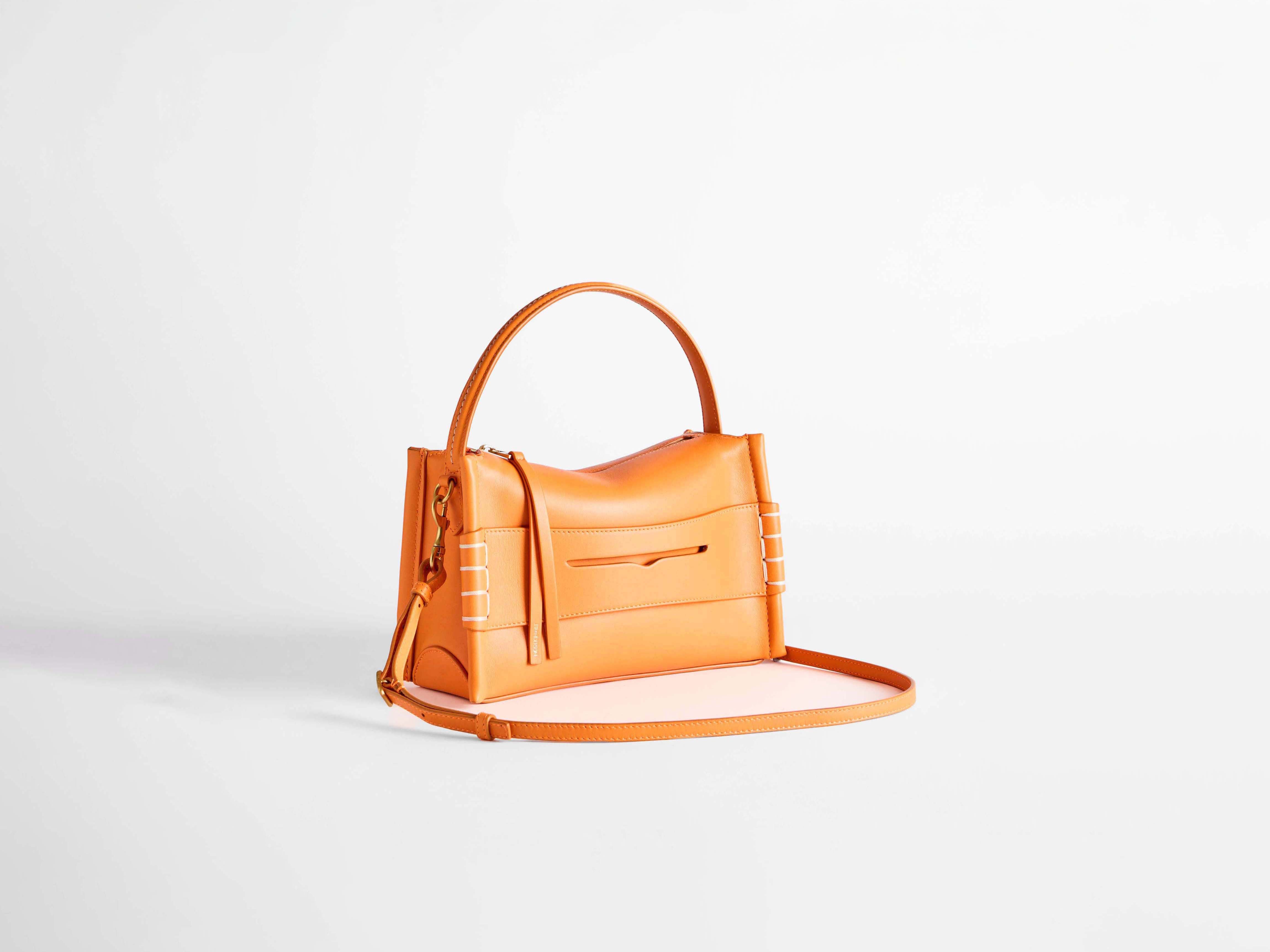 LOAFER BAG IN BRIGHT ORANGE LEATHER in BRIGHT ORANGE