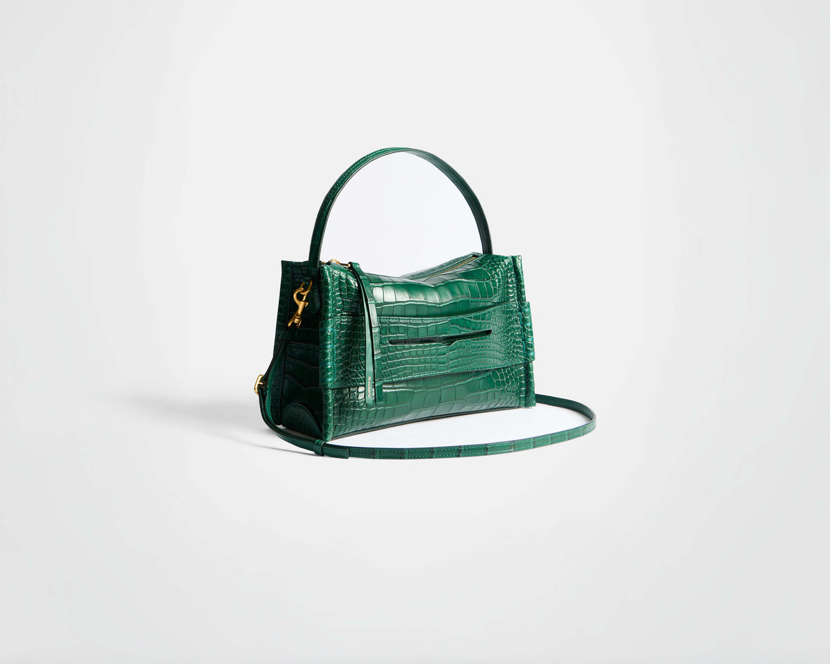LOAFER BAG IN PINE GREEN ALLIGATOR LEATHER in PINE GREEN 