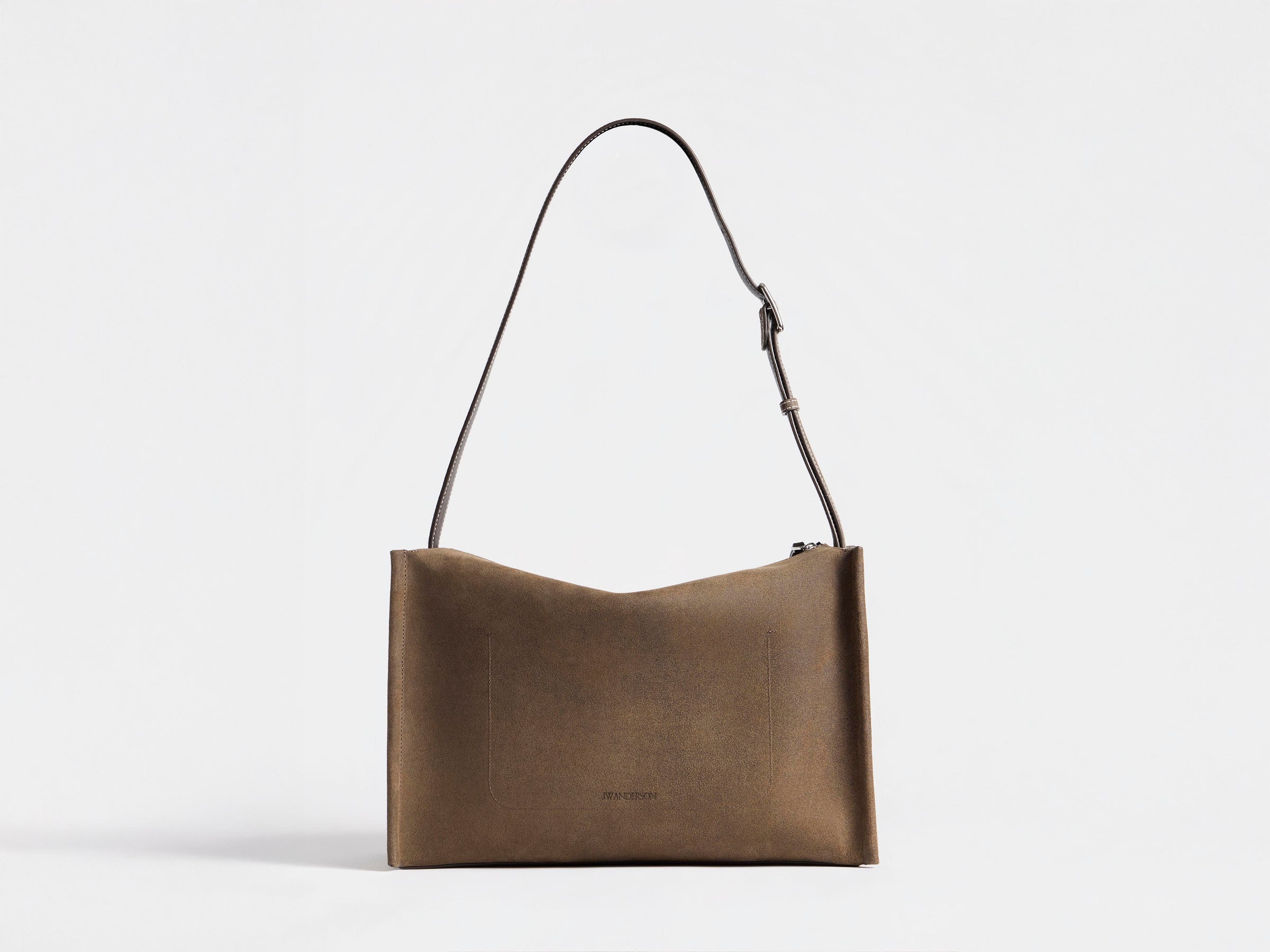 MESSENGER LOAFER BAG IN DARK TAUPE WAXED SUEDE