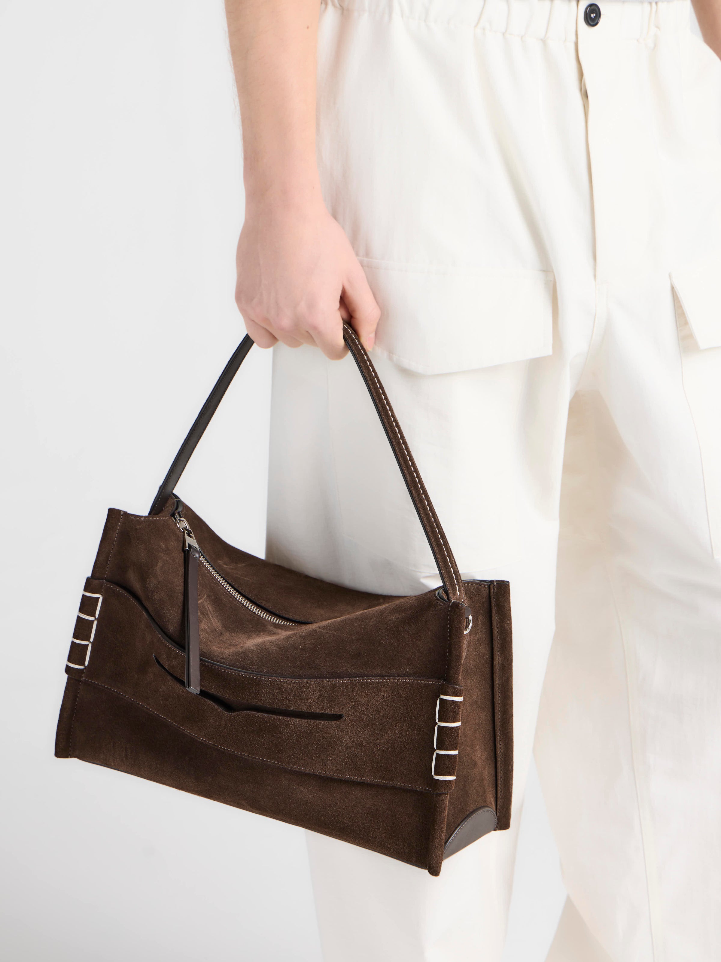 MEDIUM LOAFER BAG IN BROWN SUEDE