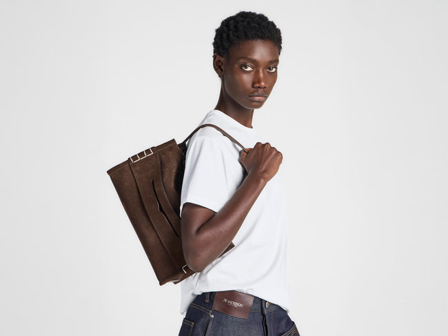 MEDIUM LOAFER BAG IN BROWN SUEDE