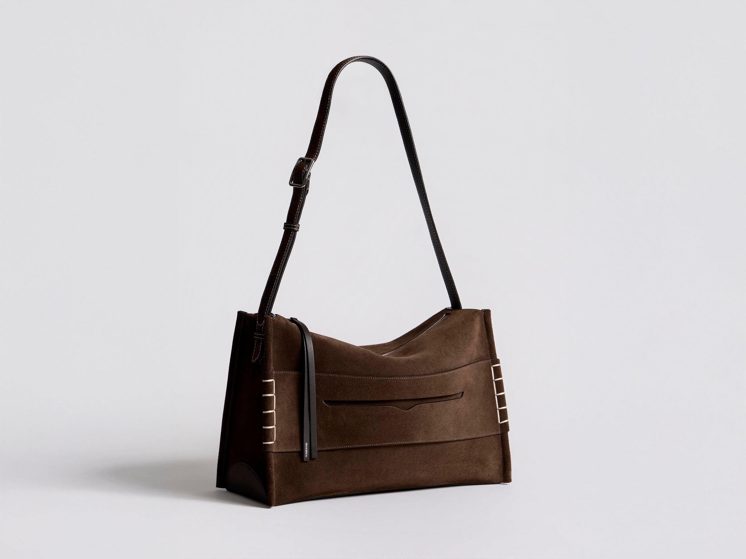 MESSENGER LOAFER BAG IN CHOCOLATE BROWN SUEDE