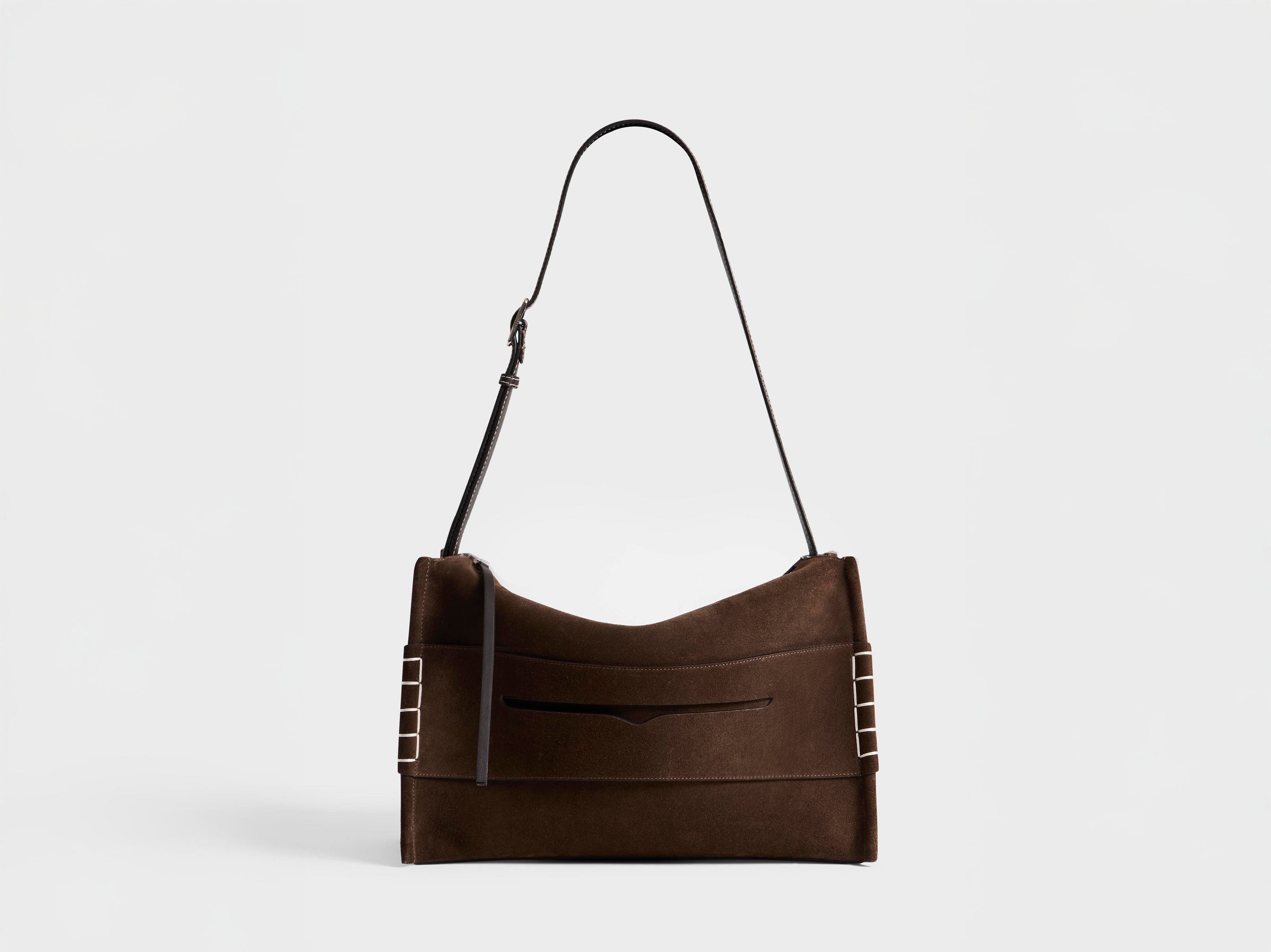 MESSENGER LOAFER BAG IN CHOCOLATE BROWN SUEDE
