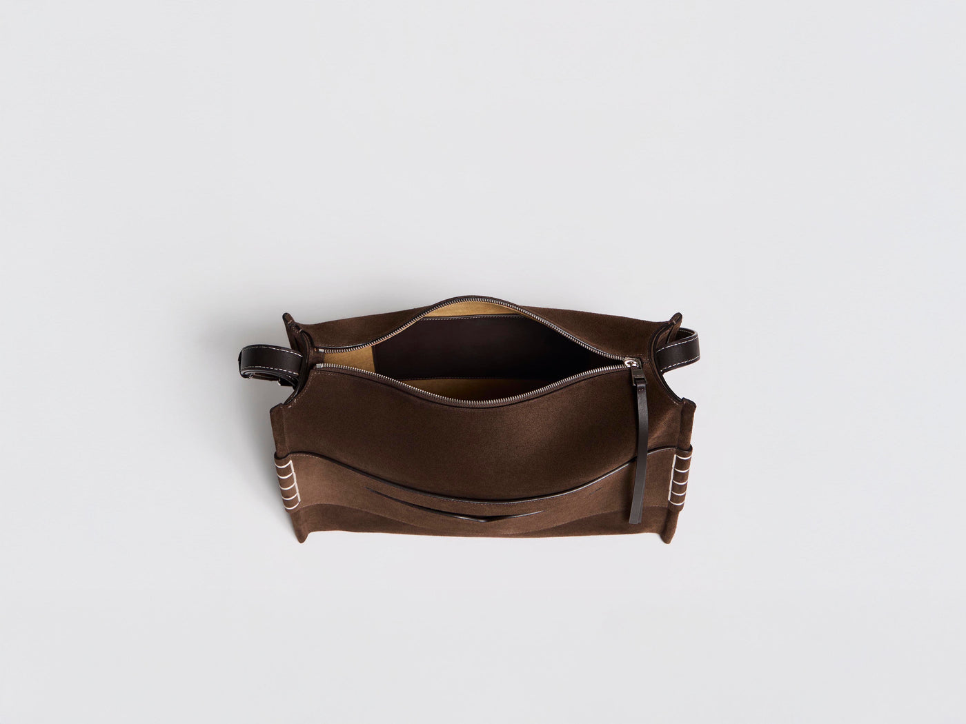 MESSENGER LOAFER BAG IN CHOCOLATE BROWN SUEDE