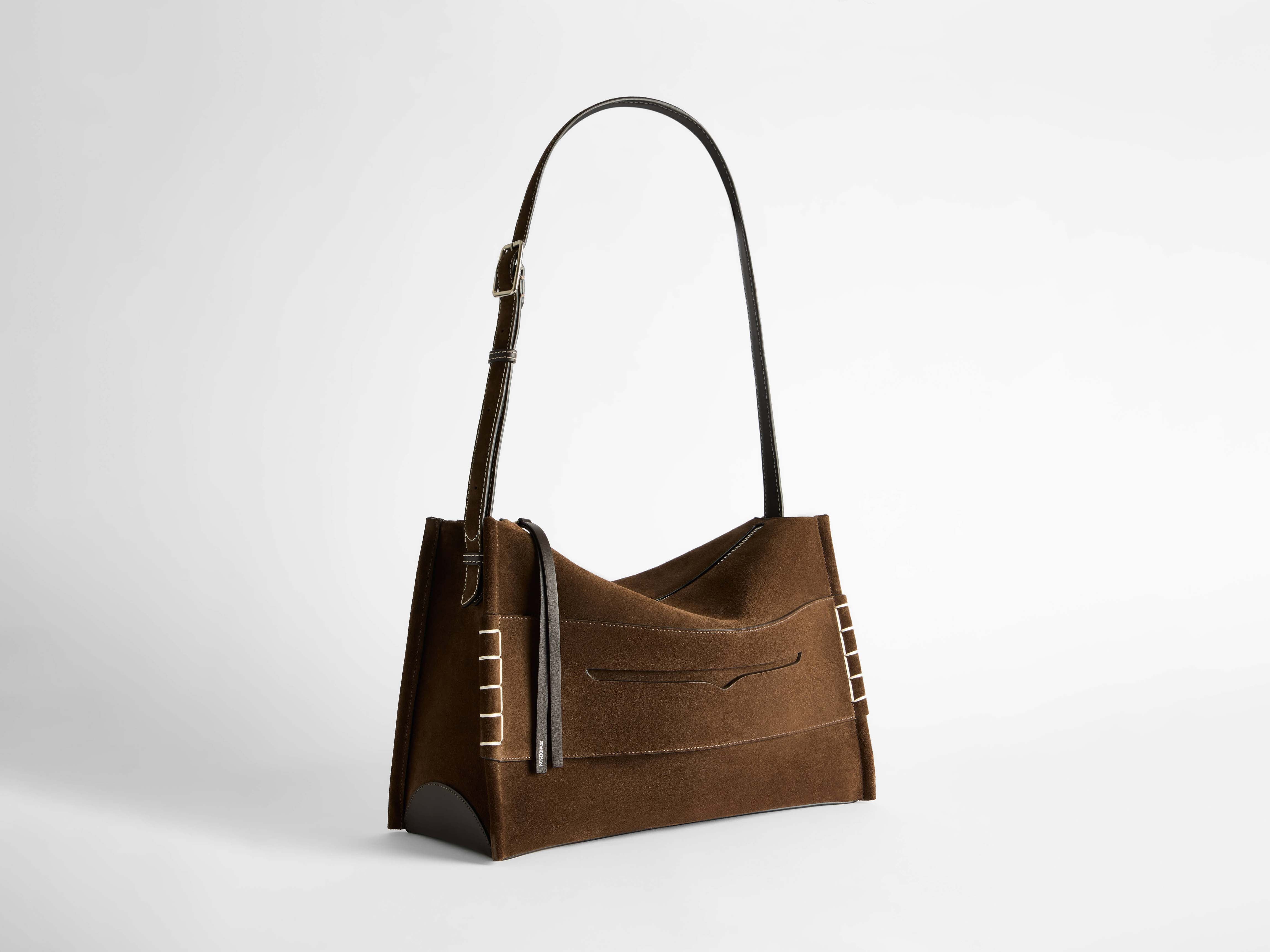 MESSENGER LOAFER BAG IN CHOCOLATE BROWN SUEDE in BROWN