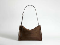 MESSENGER LOAFER BAG IN CHOCOLATE BROWN SUEDE