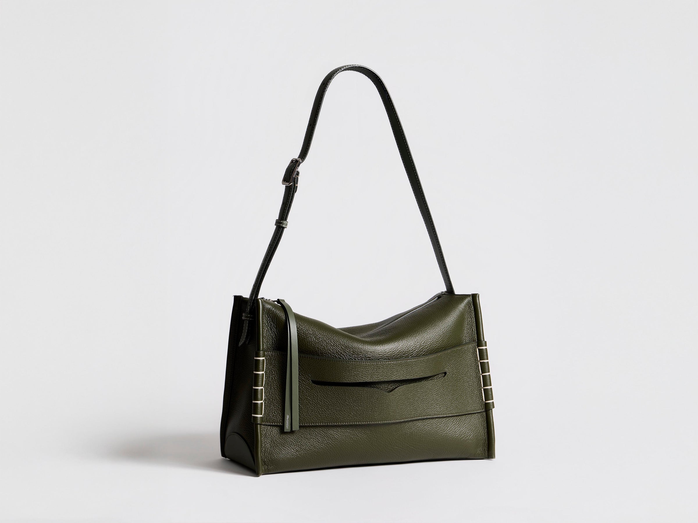 MESSENGER LOAFER BAG IN KHAKI LEATHER
