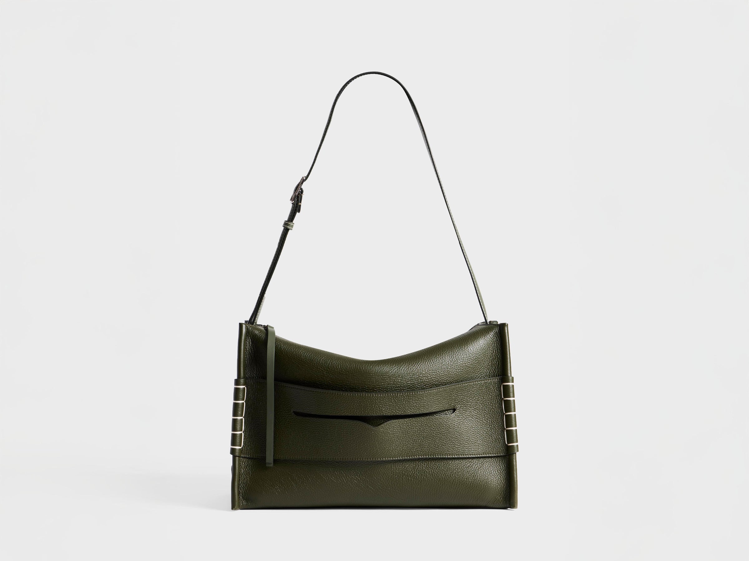 MESSENGER LOAFER BAG IN KHAKI LEATHER
