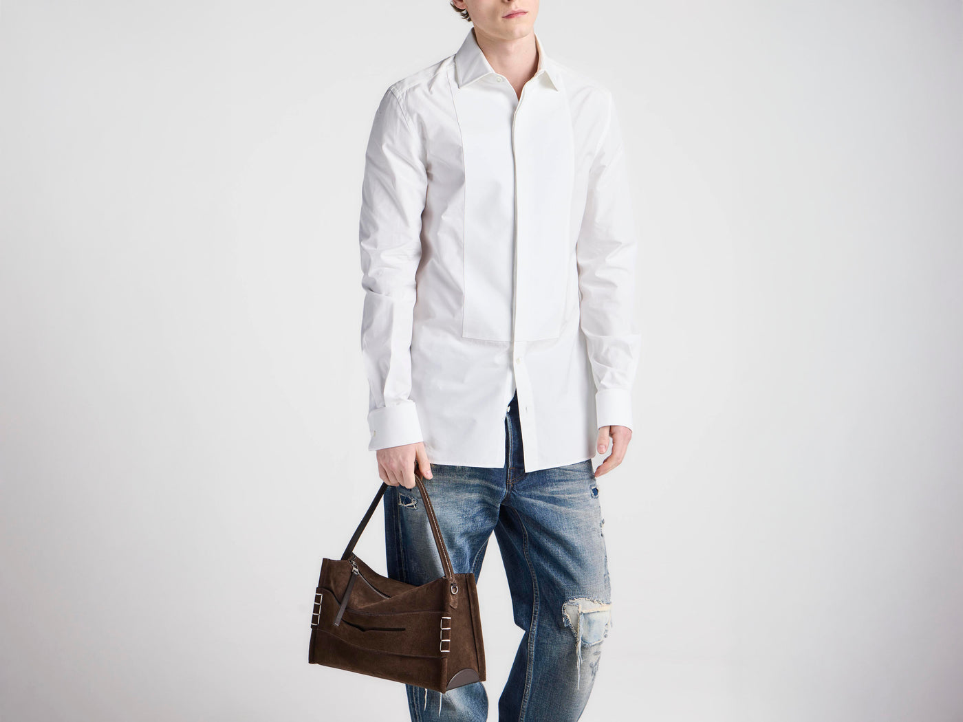 SMALL LOAFER BAG IN BROWN SUEDE
