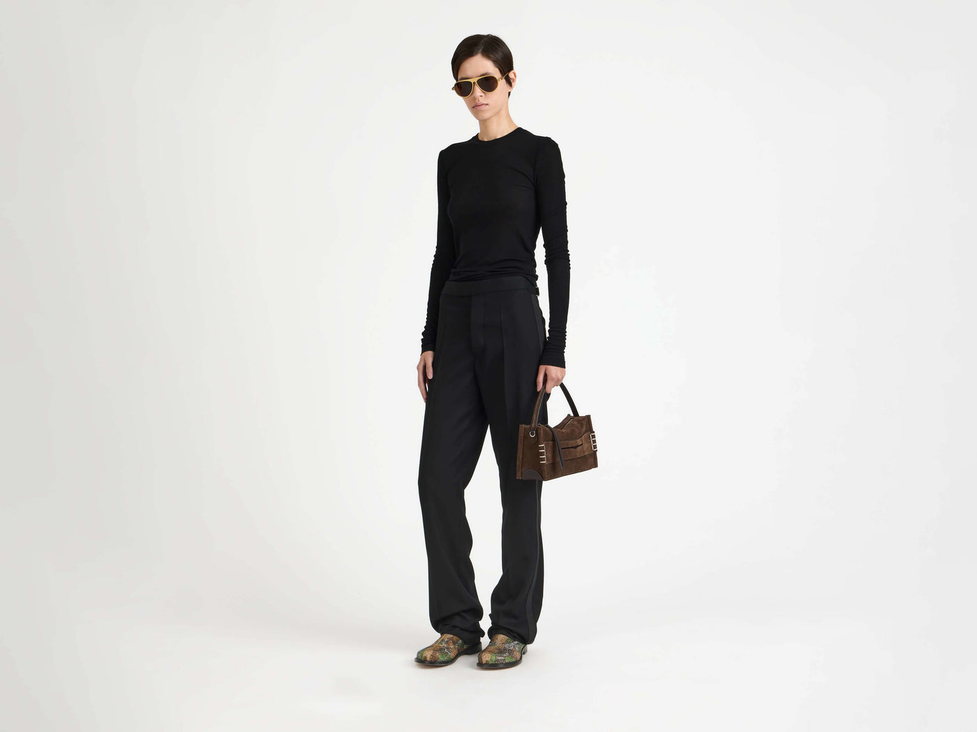 small loafer bag brown Model Front 2