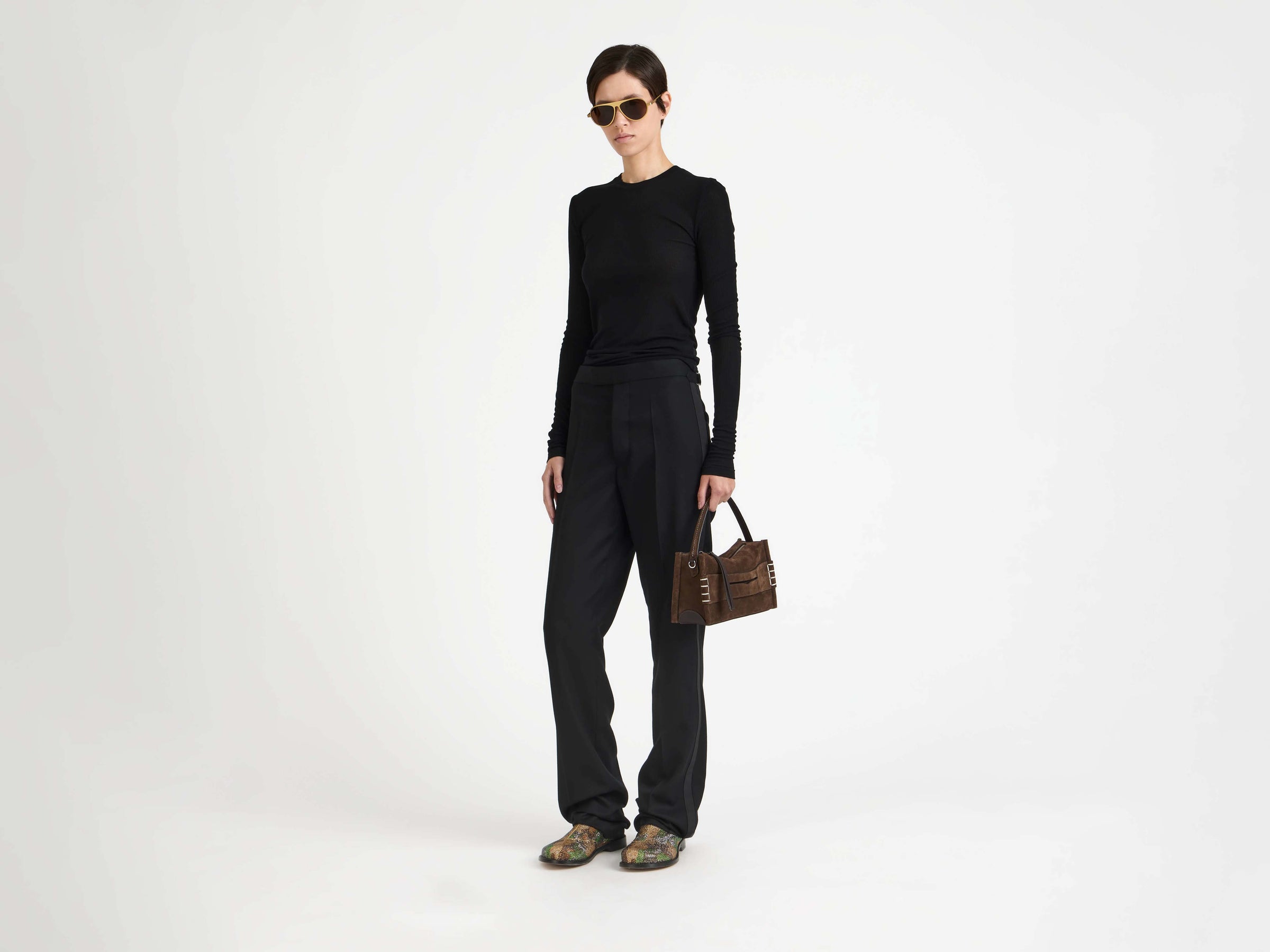 small loafer bag brown Model Front 2