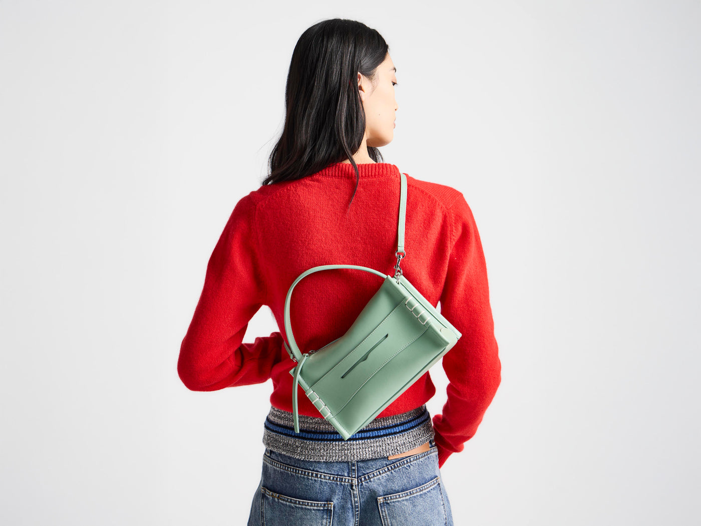 SMALL LOAFER BAG IN SAGE LEATHER