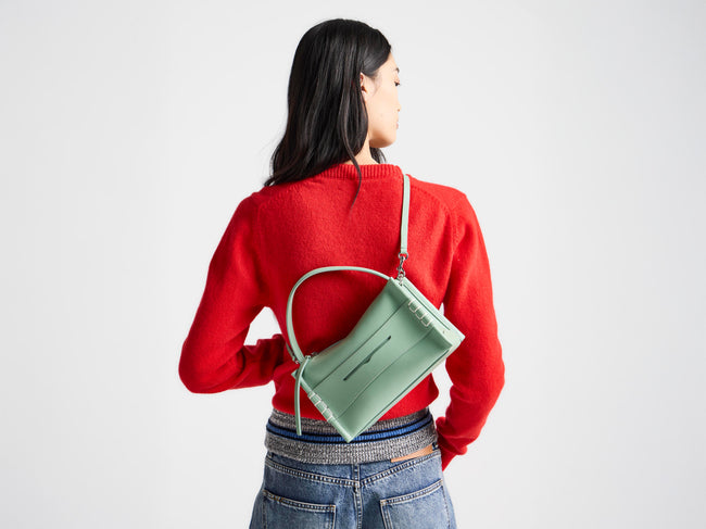 SMALL LOAFER BAG IN SAGE LEATHER