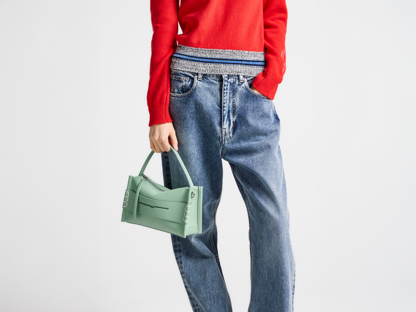 SMALL LOAFER BAG IN SAGE LEATHER