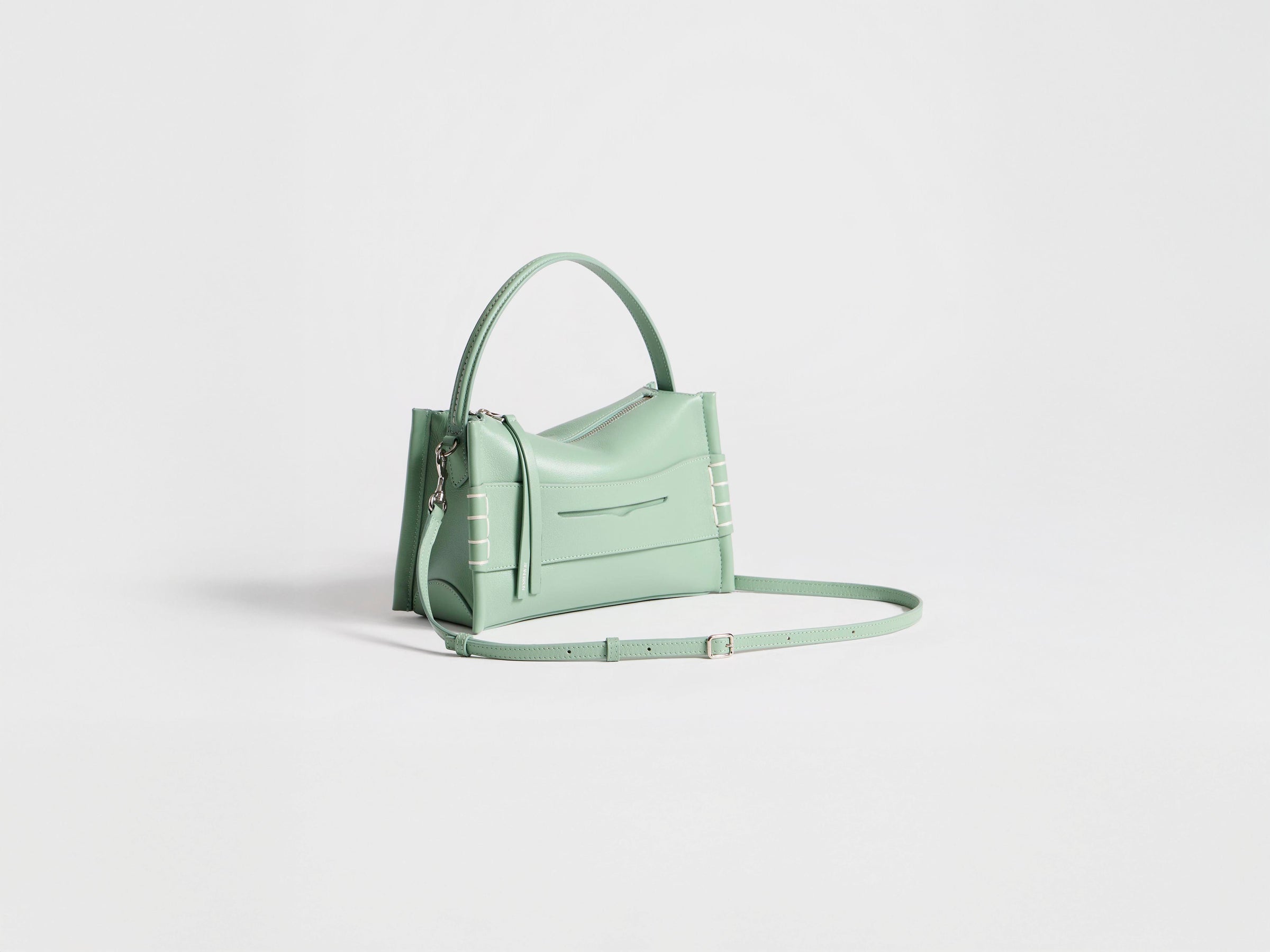 SMALL LOAFER BAG IN SAGE LEATHER