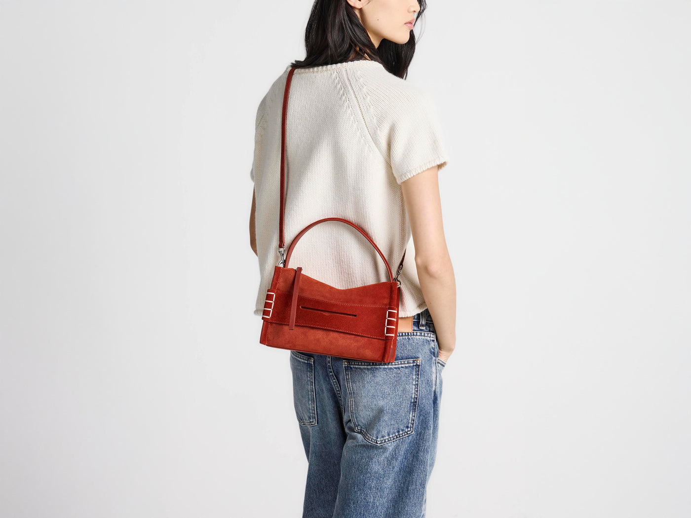 SMALL LOAFER BAG IN RUST SUEDE