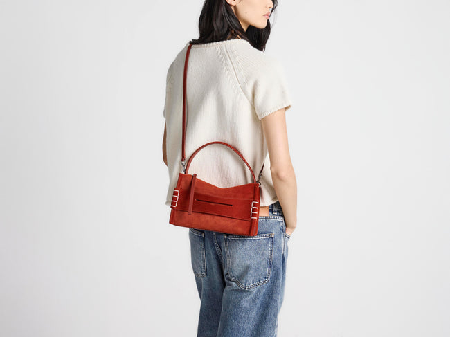 SMALL LOAFER BAG IN RUST SUEDE
