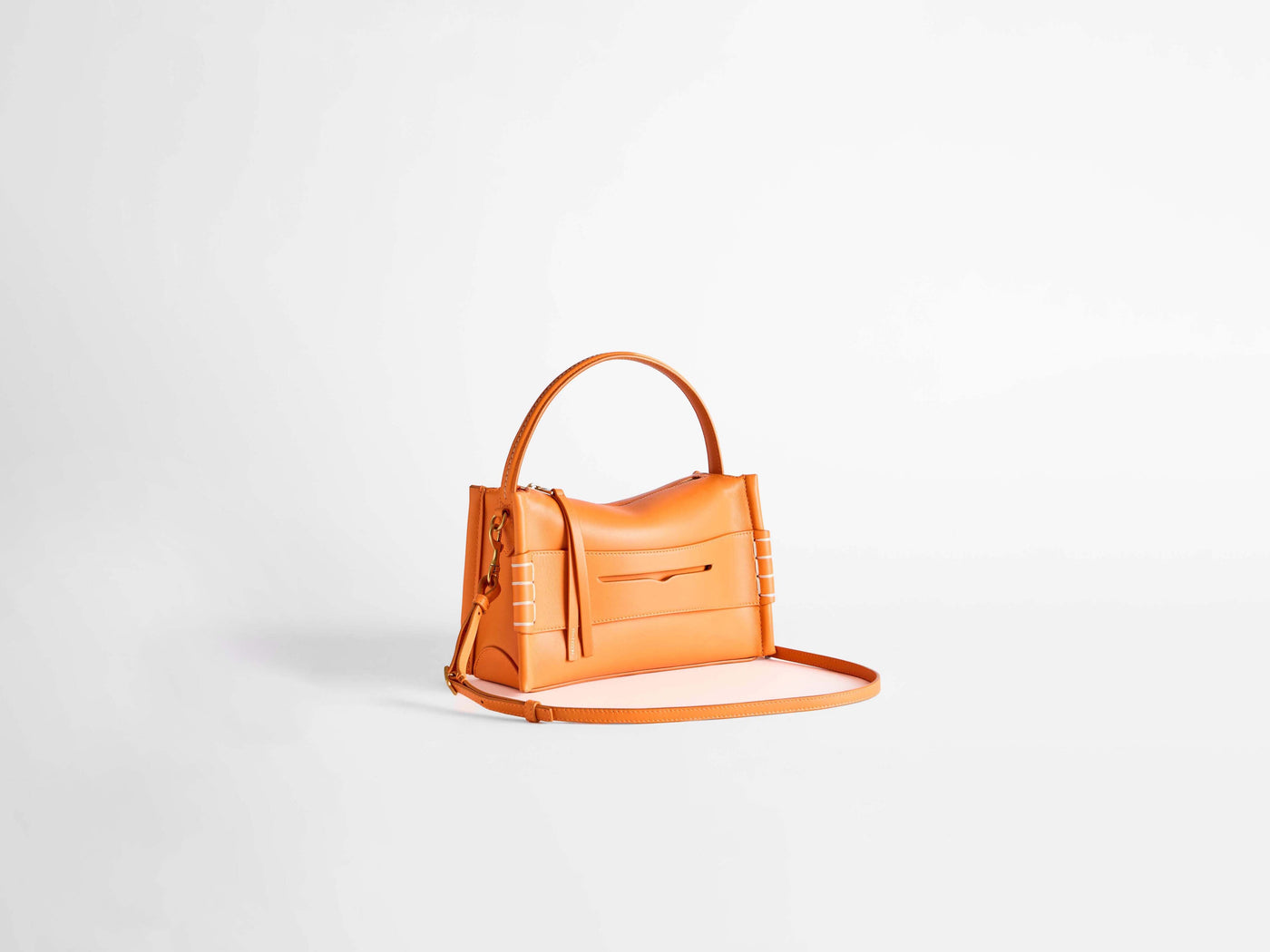 small loafer bag bright orange Product Angle 2