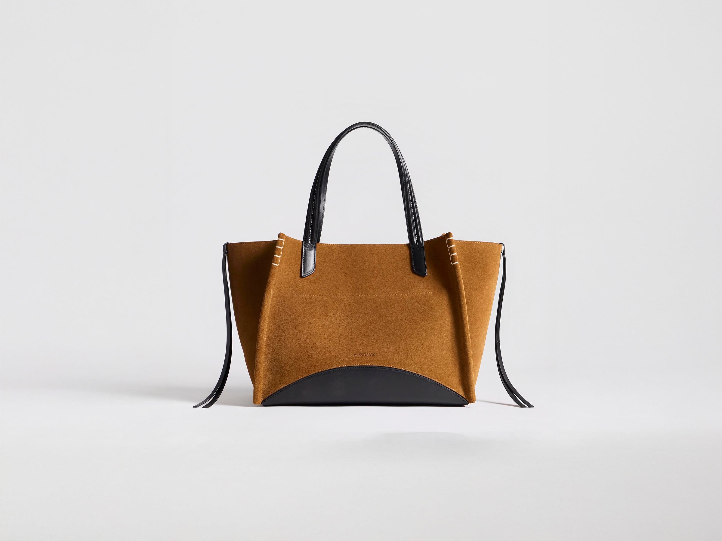 LOAFER CABAS BAG IN CARAMEL SUEDE & BLACK LEATHER