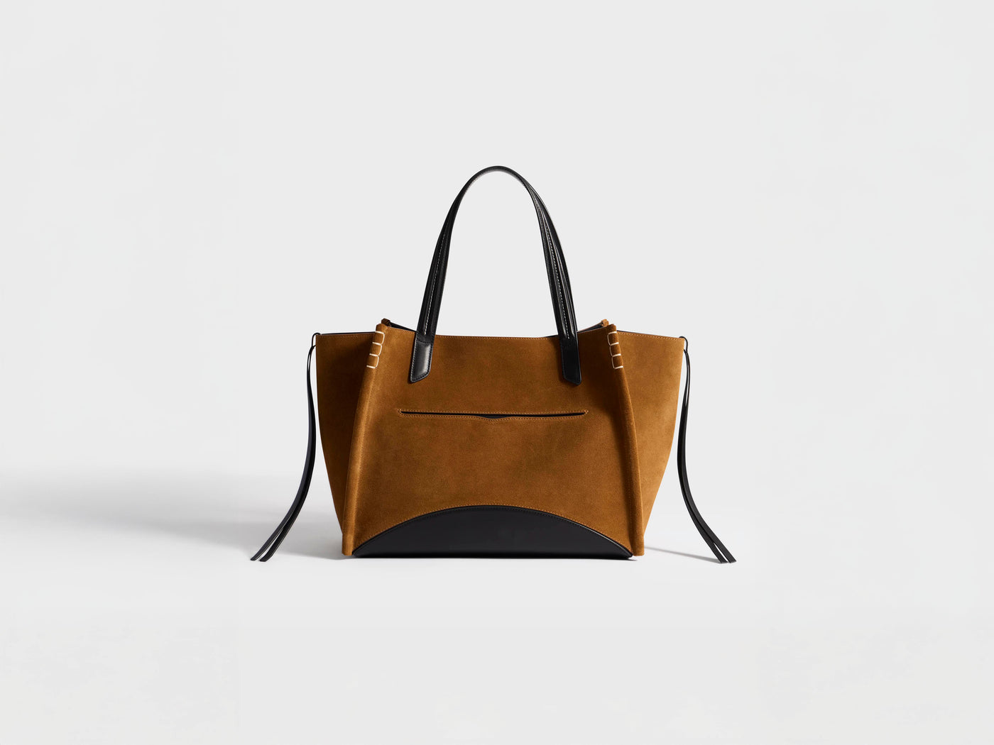 LOAFER CABAS BAG IN CARAMEL SUEDE & BLACK LEATHER
