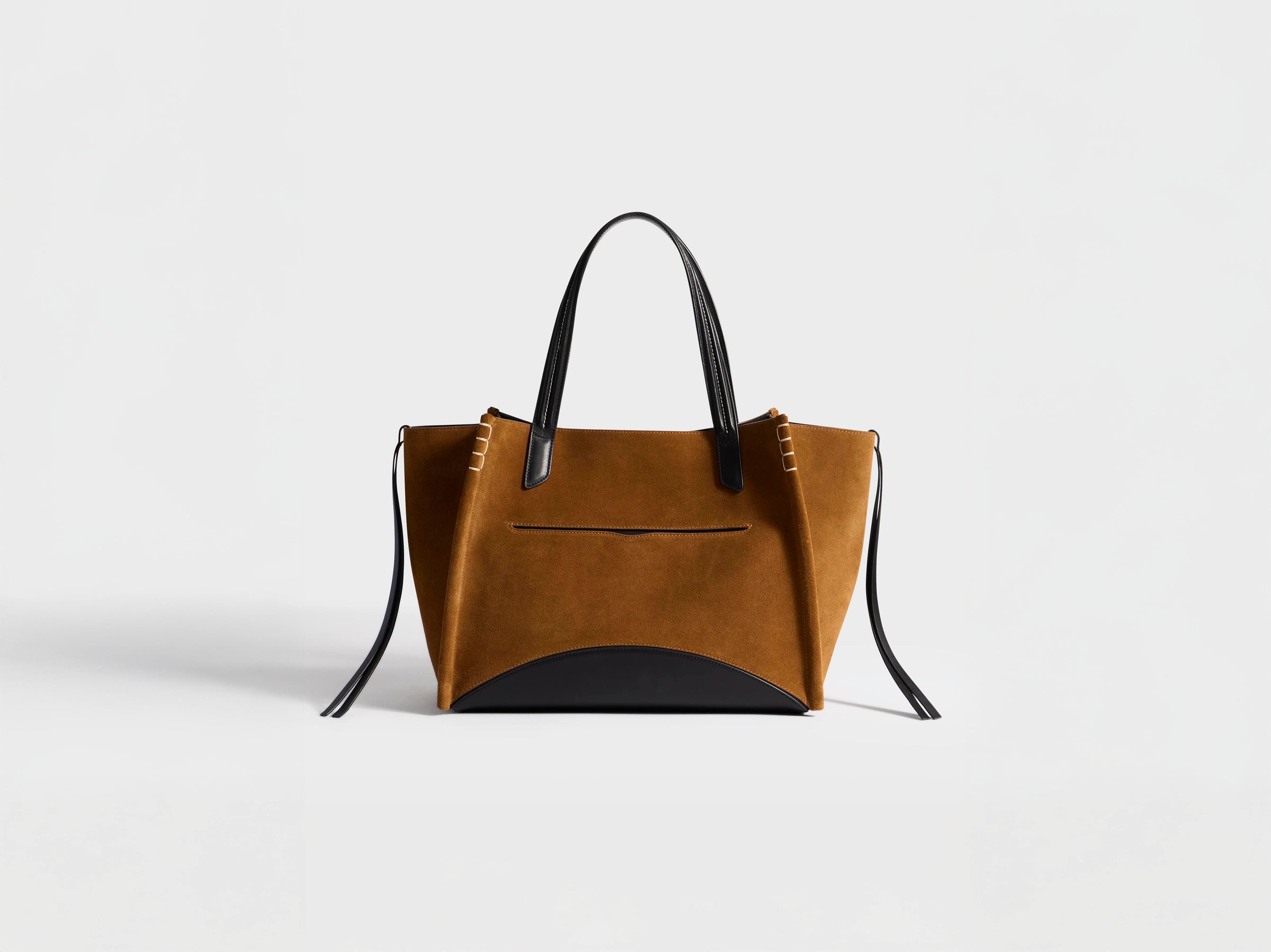 LOAFER CABAS BAG IN CARAMEL SUEDE & BLACK LEATHER