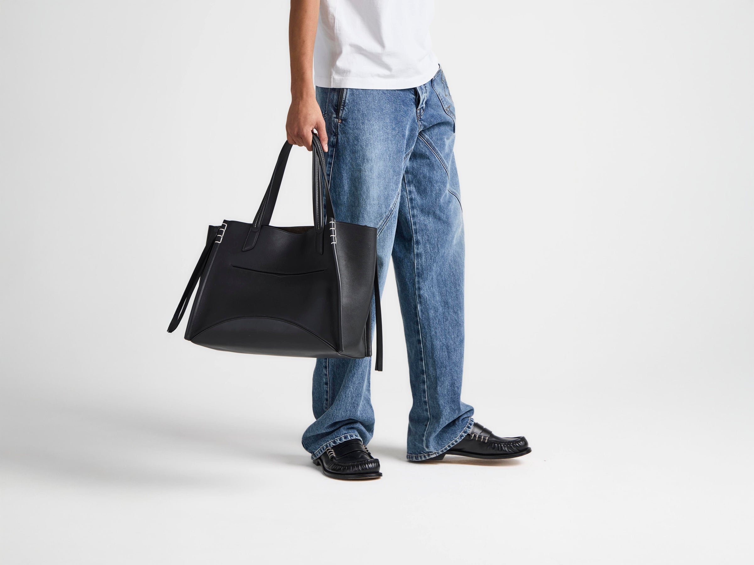 LOAFER CABAS BAG IN BLACK LEATHER