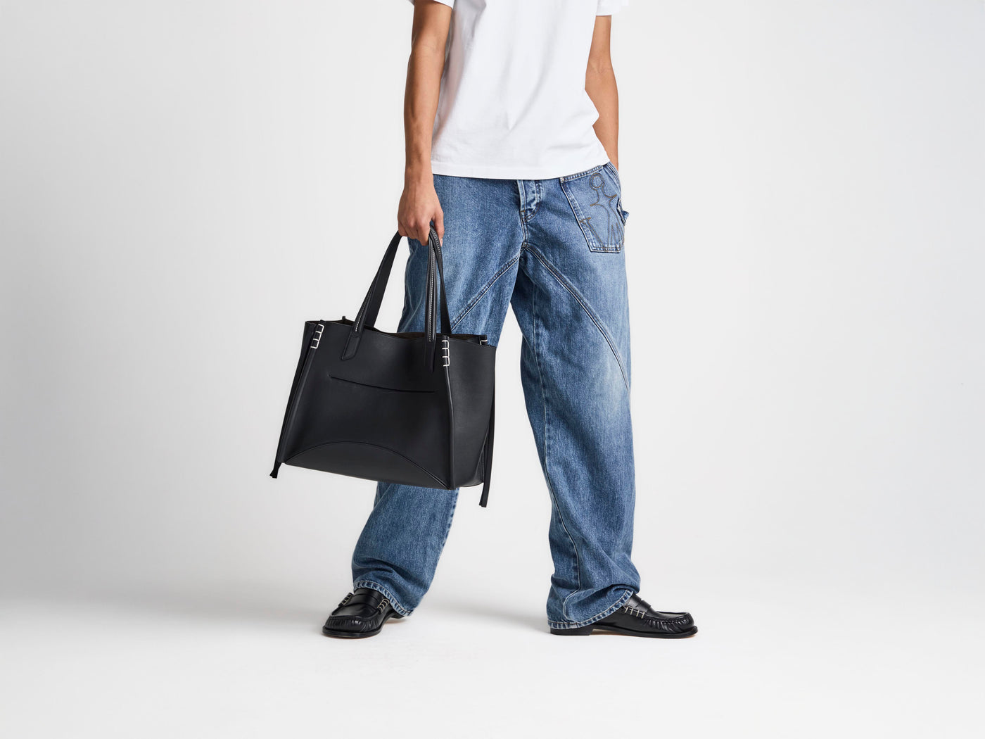 LOAFER CABAS BAG IN BLACK LEATHER