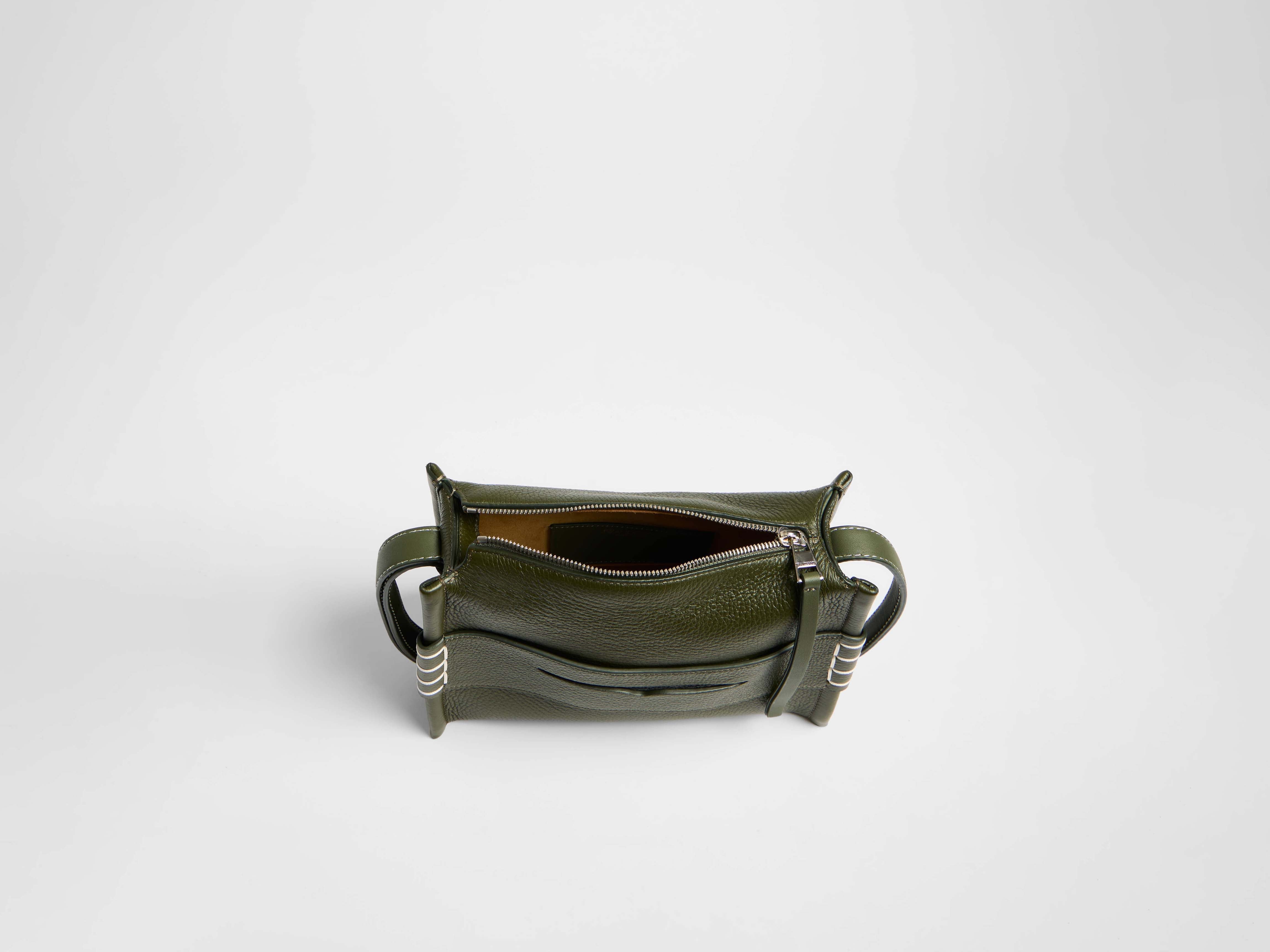 SMALL MESSENGER LOAFER BAG IN KHAKI GREEN LEATHER in KHAKI