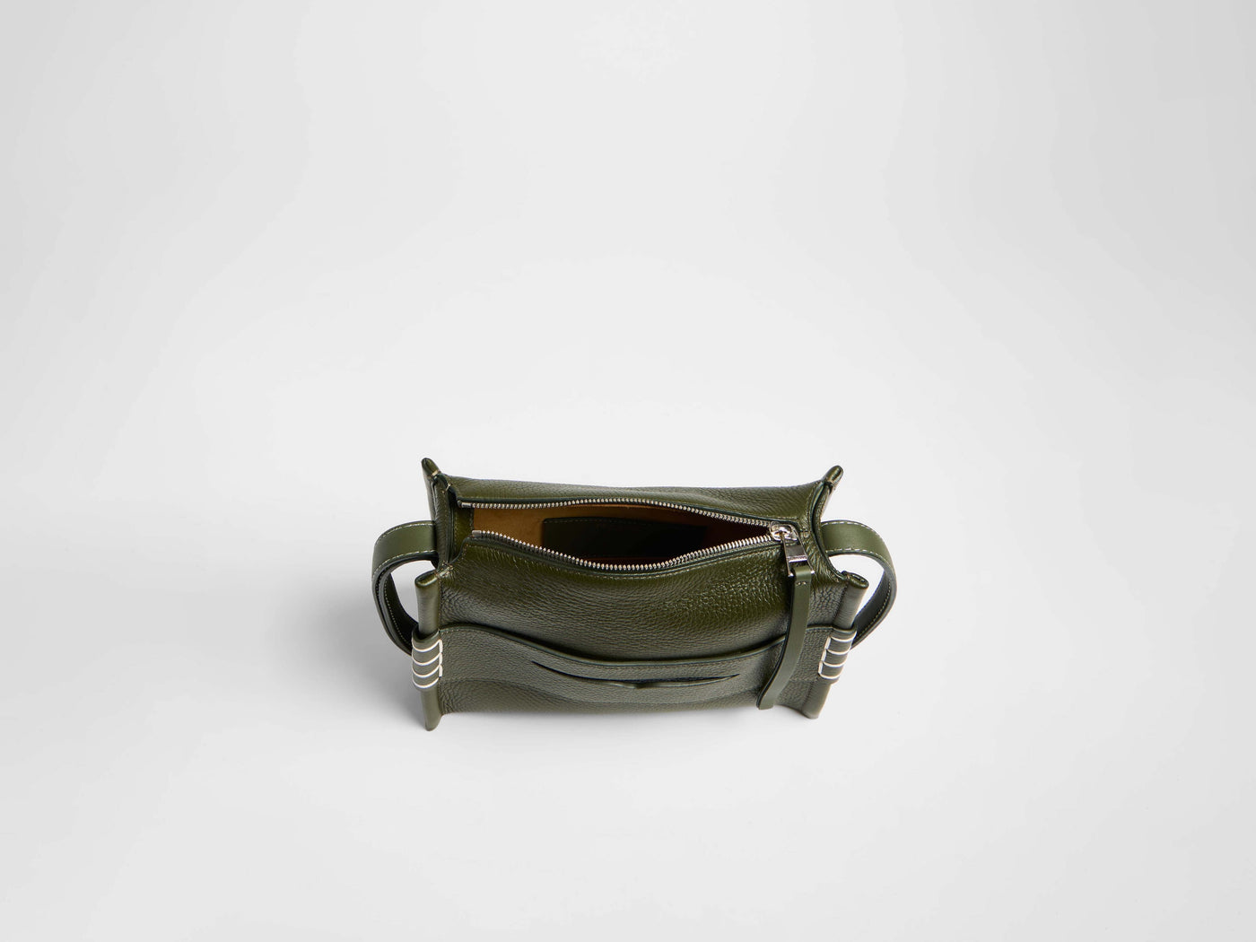 small messenger loafer bag khaki Product Top Down 6