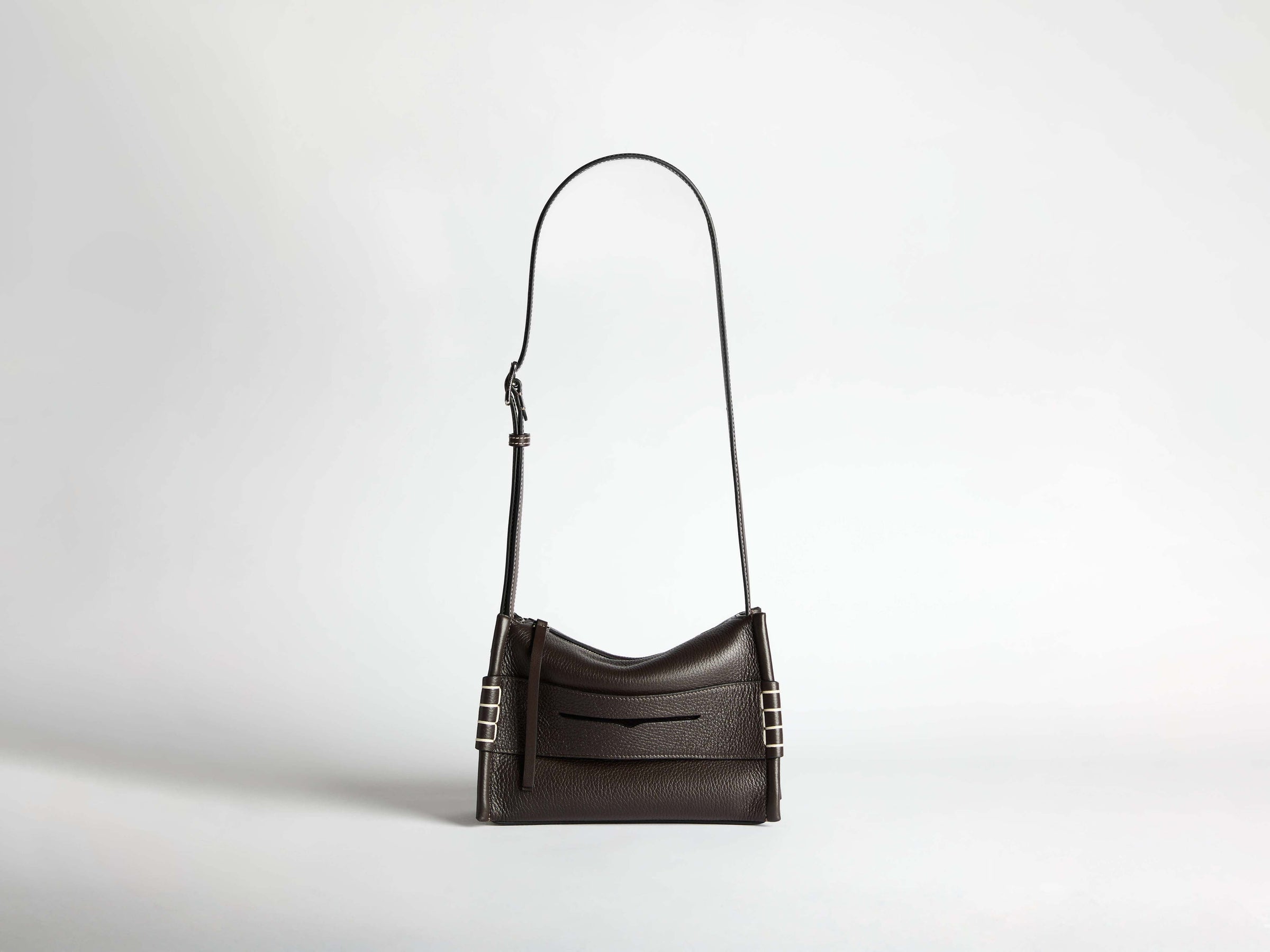 small messenger loafer bag chocolate brown Product Front 4