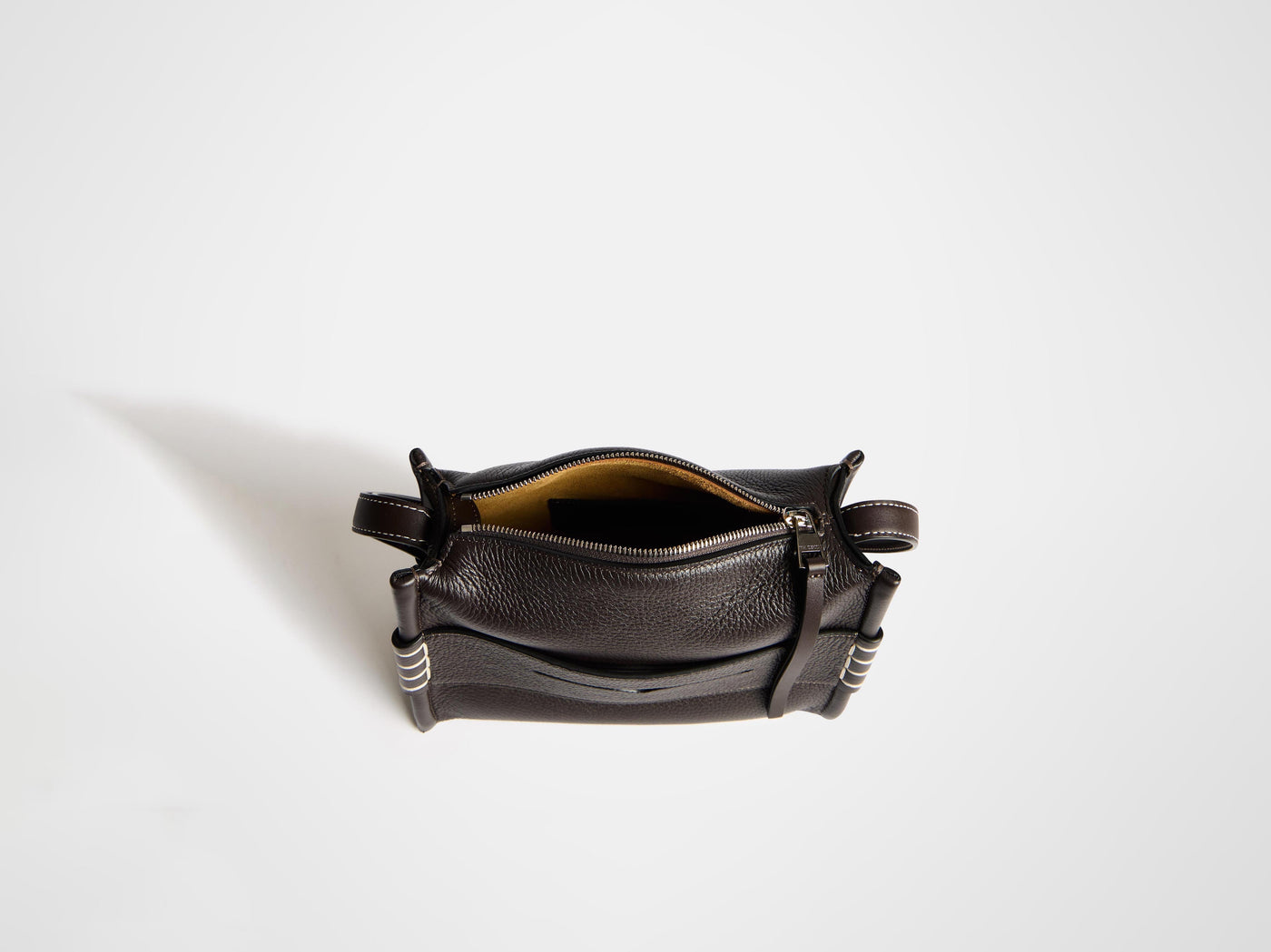 small messenger loafer bag chocolate brown Product Top Down 5