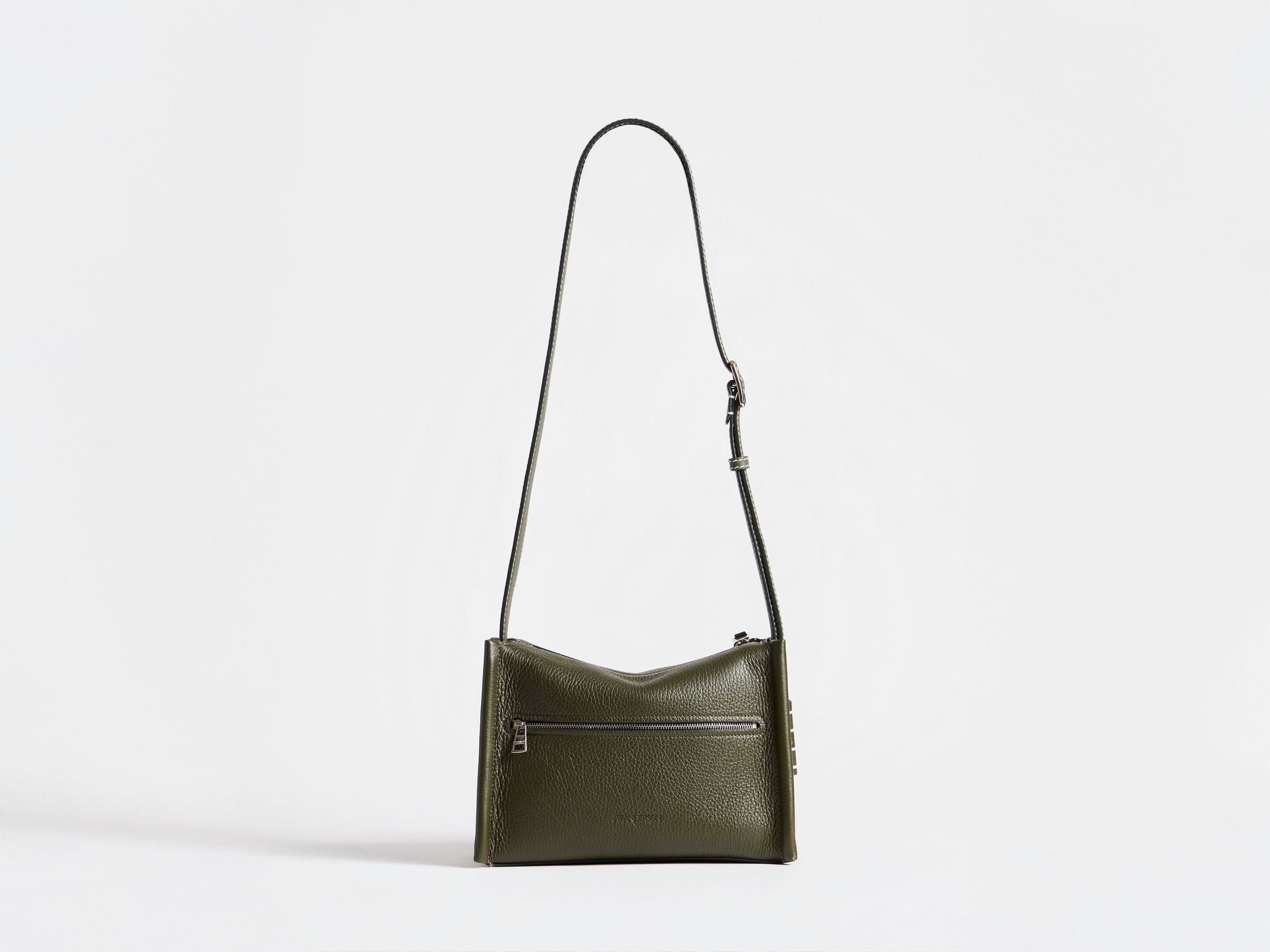 SMALL MESSENGER LOAFER BAG IN KHAKI LEATHER