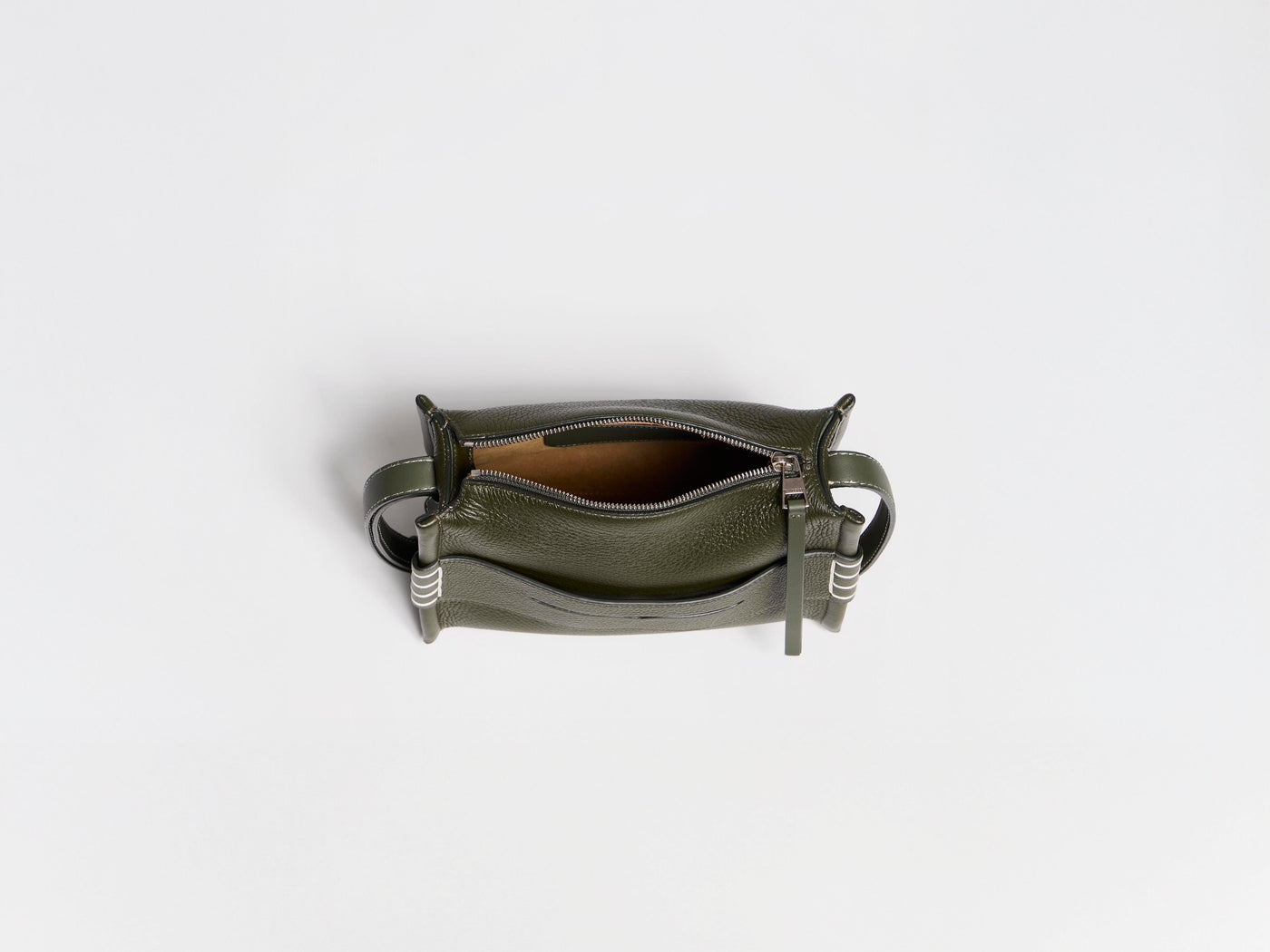 SMALL MESSENGER LOAFER BAG IN KHAKI LEATHER