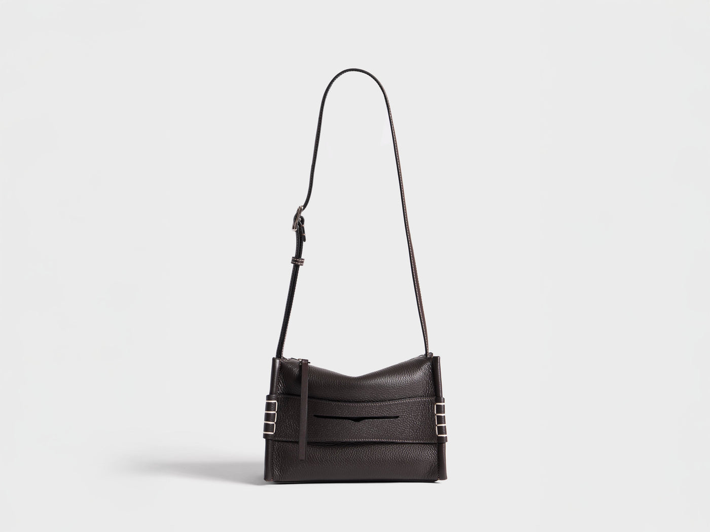 SMALL MESSENGER LOAFER BAG IN CHOCOLATE BROWN LEATHER