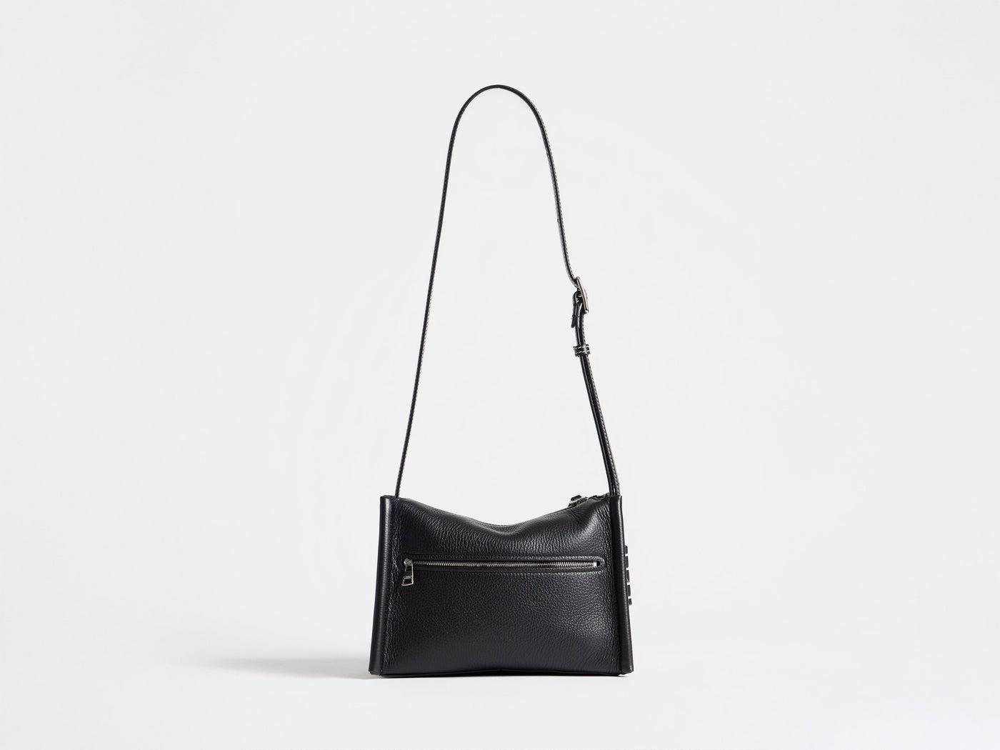 SMALL MESSENGER LOAFER BAG IN BLACK LEATHER
