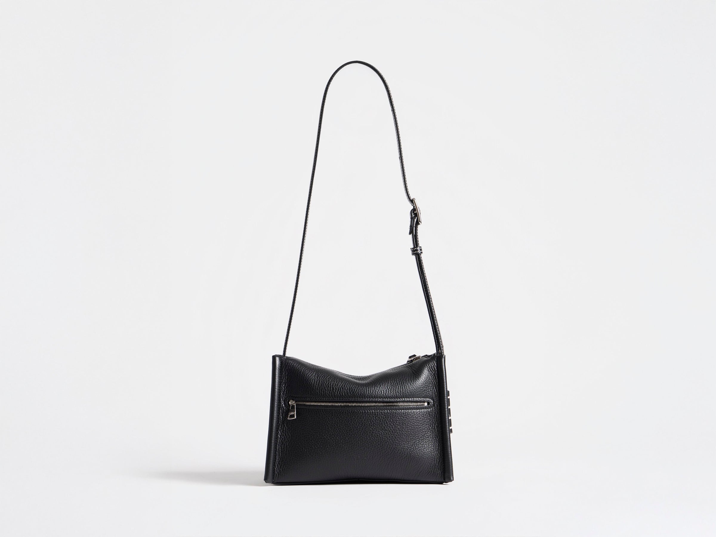 SMALL MESSENGER LOAFER BAG IN BLACK LEATHER