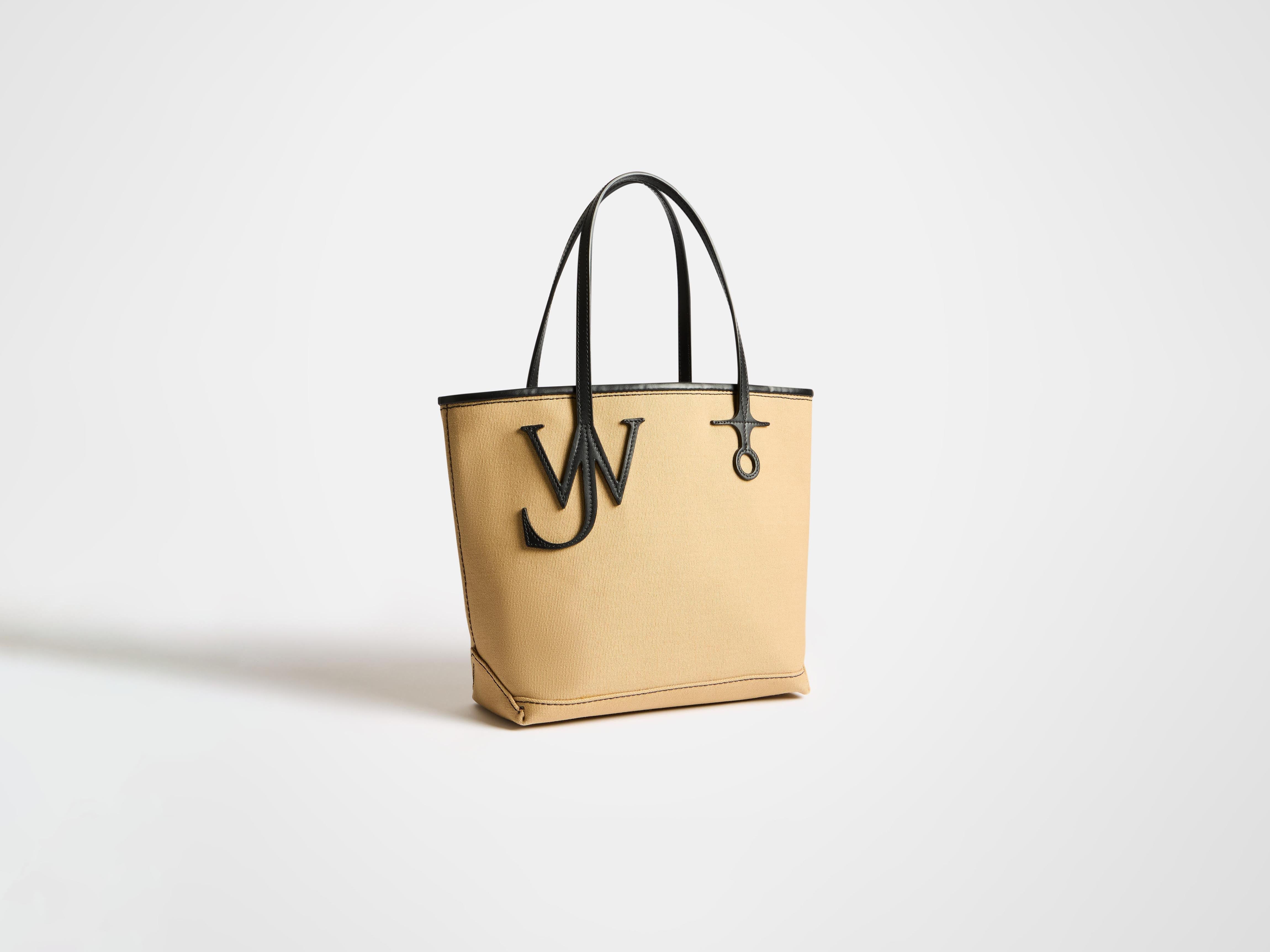 SMALL ANCHOR CANVAS & LEATHER TOTE IN BEIGE in BEIGE/BLACK