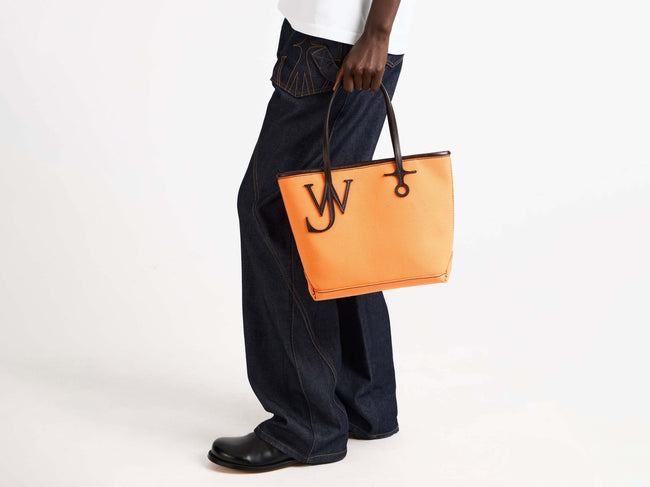 SMALL ANCHOR CANVAS TOTE IN ORANGE