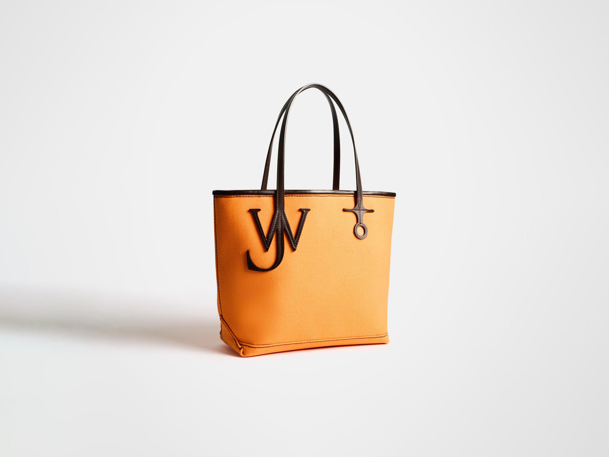 SMALL ANCHOR CANVAS & LEATHER TOTE IN ORANGE in ORANGE/BROWN 