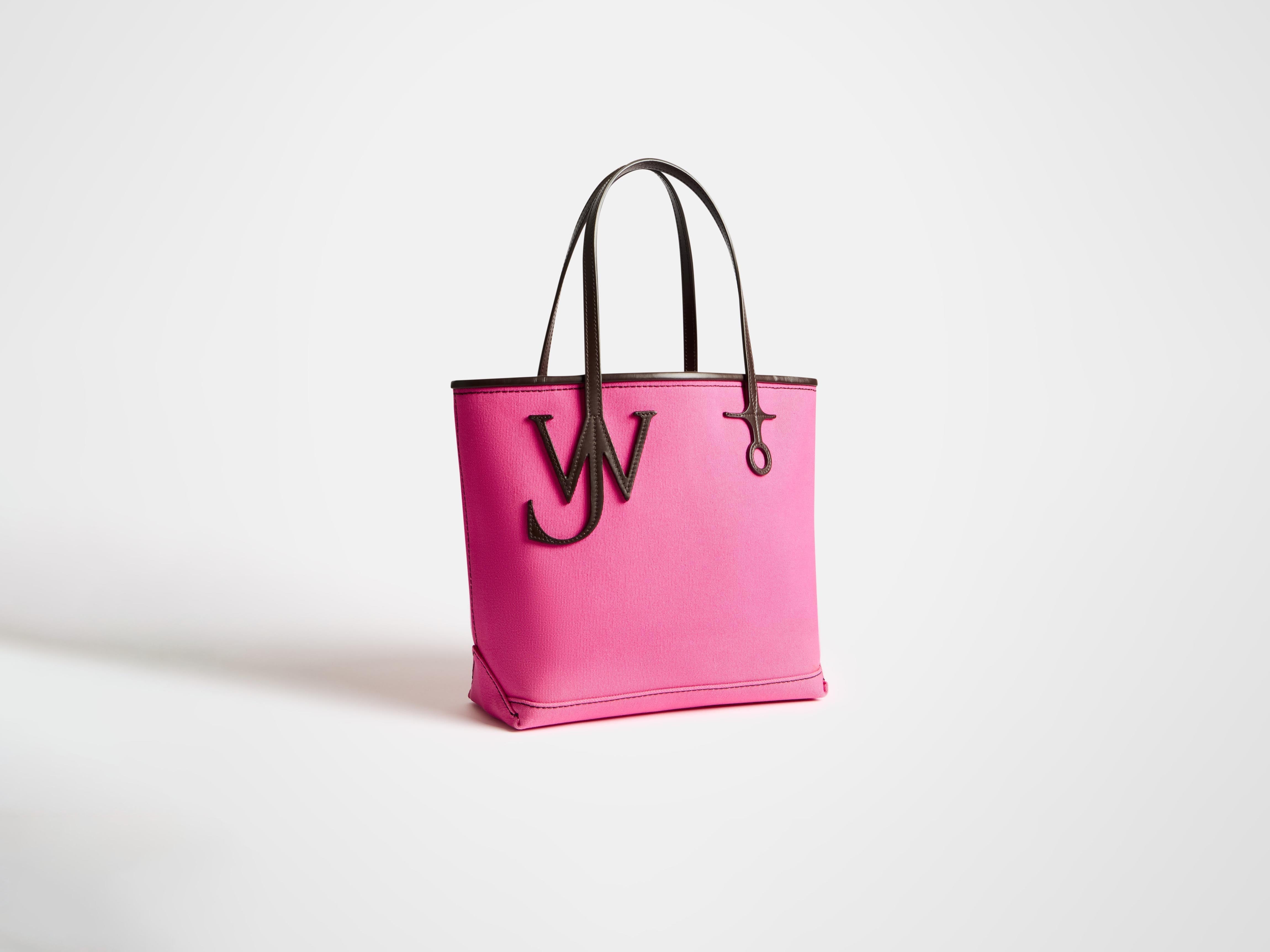 SMALL ANCHOR CANVAS & LEATHER TOTE IN PINK in PINK/BROWN