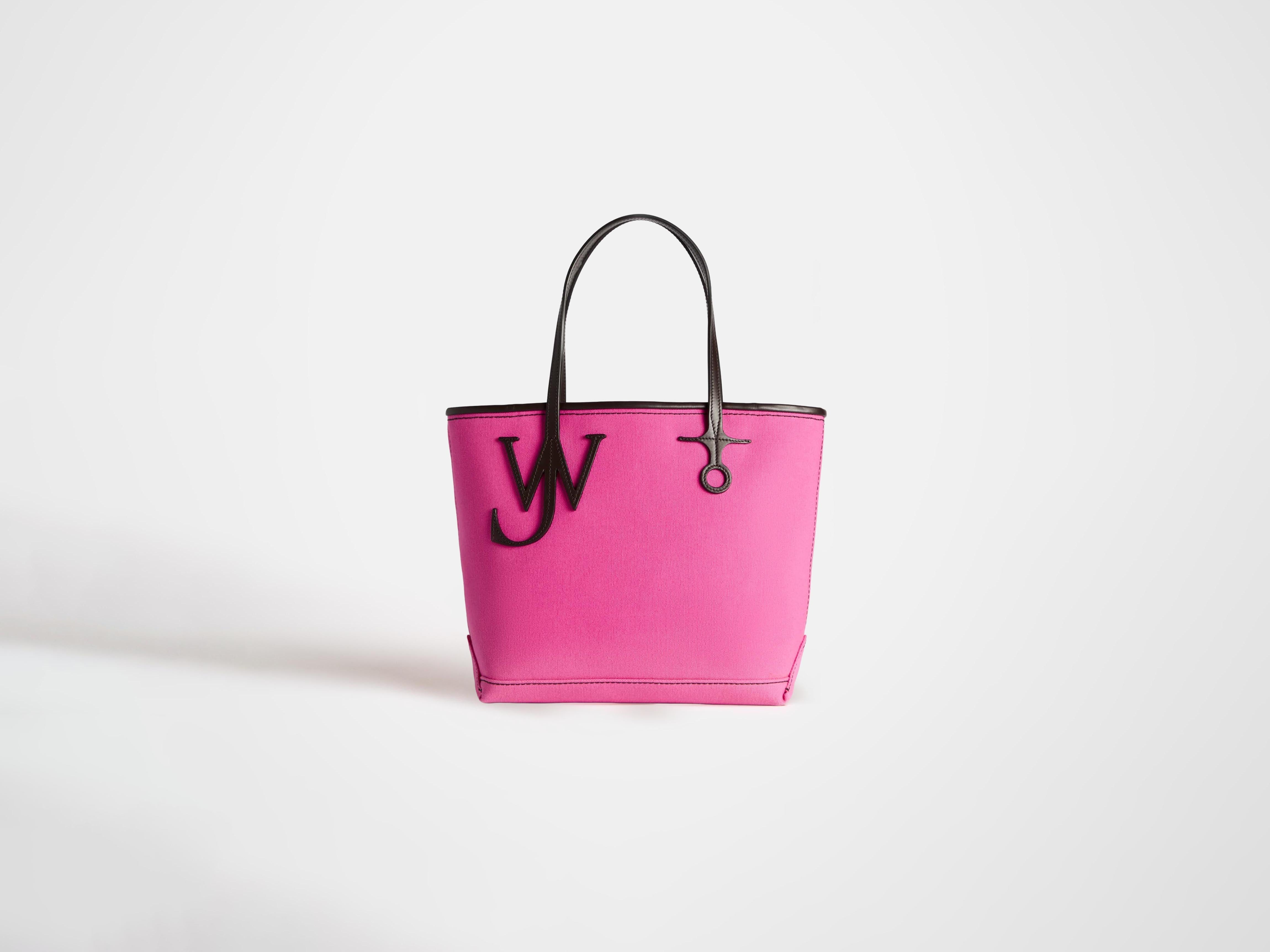 SMALL ANCHOR CANVAS & LEATHER TOTE IN PINK in PINK/BROWN