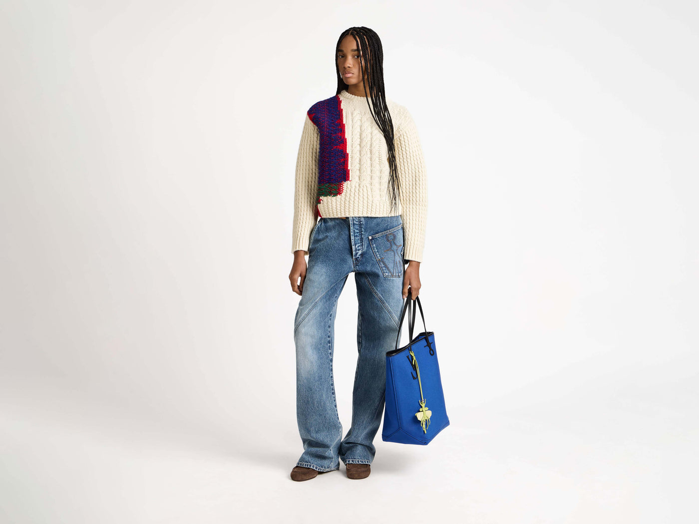 tall anchor tote blue black Model Front 2