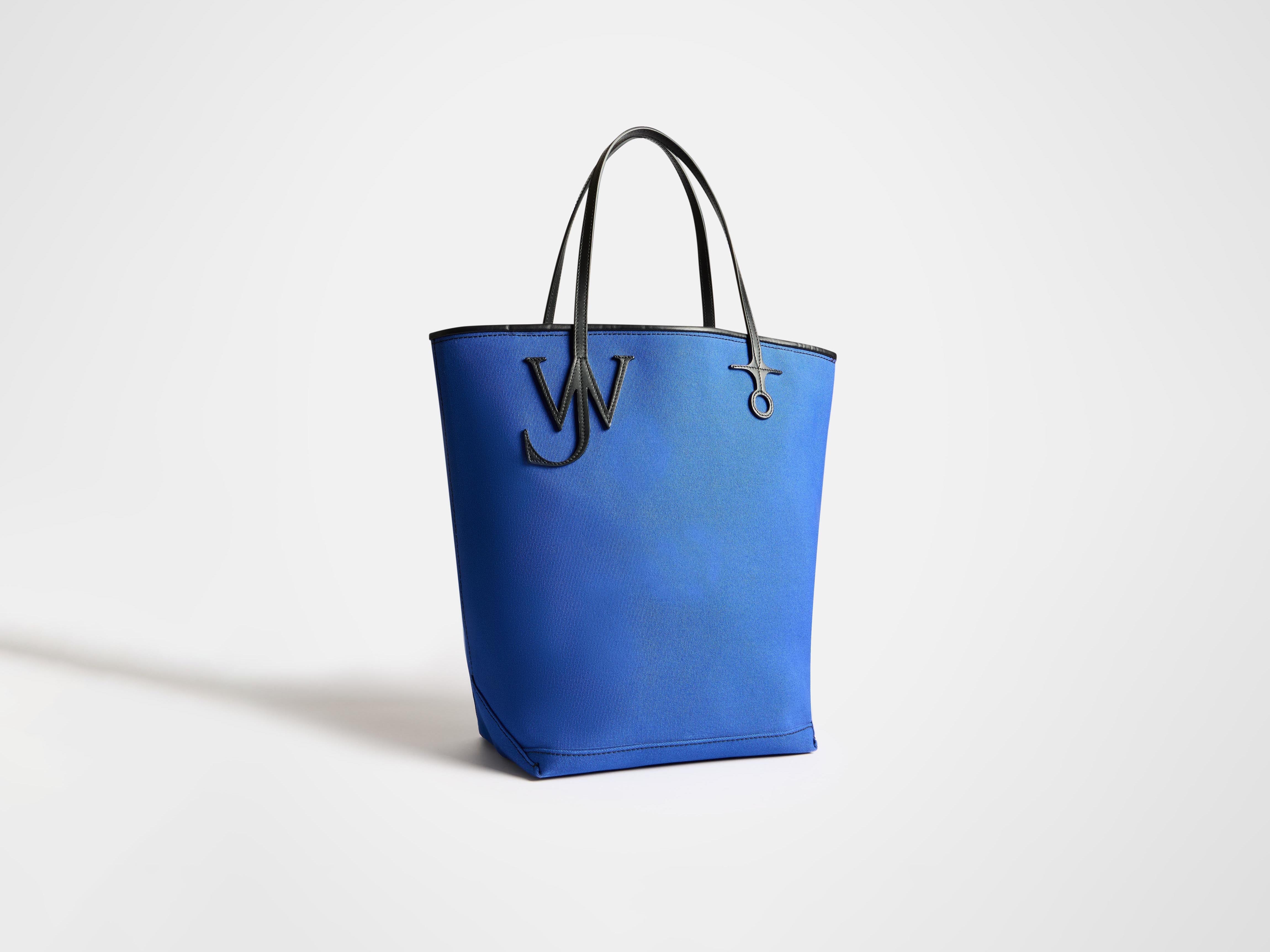 LARGE ANCHOR CANVAS & LEATHER TOTE IN BLUE in BLUE/BLACK