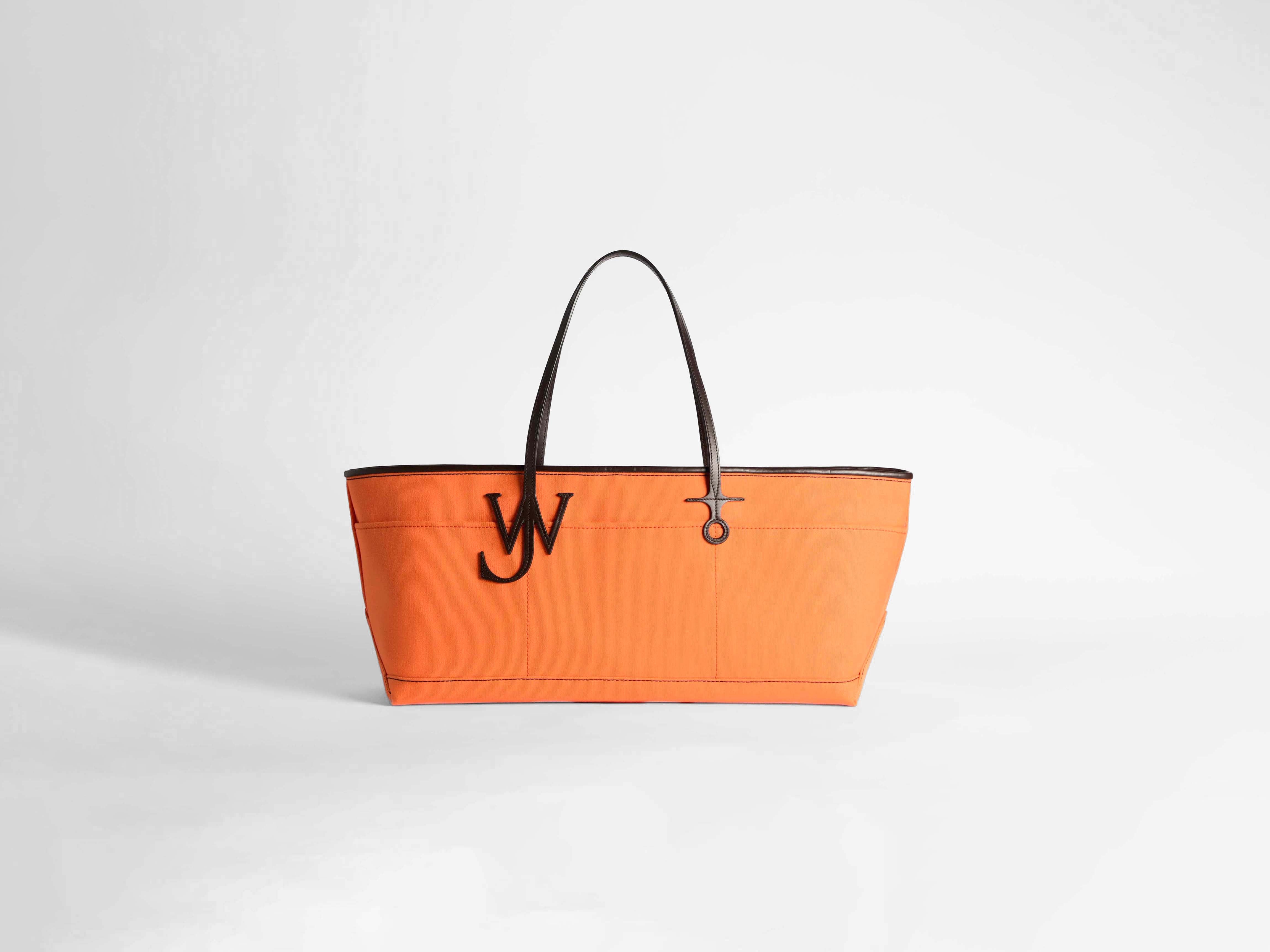 STRETCH ANCHOR CANVAS & LEATHER TOTE IN ORANGE in ORANGE